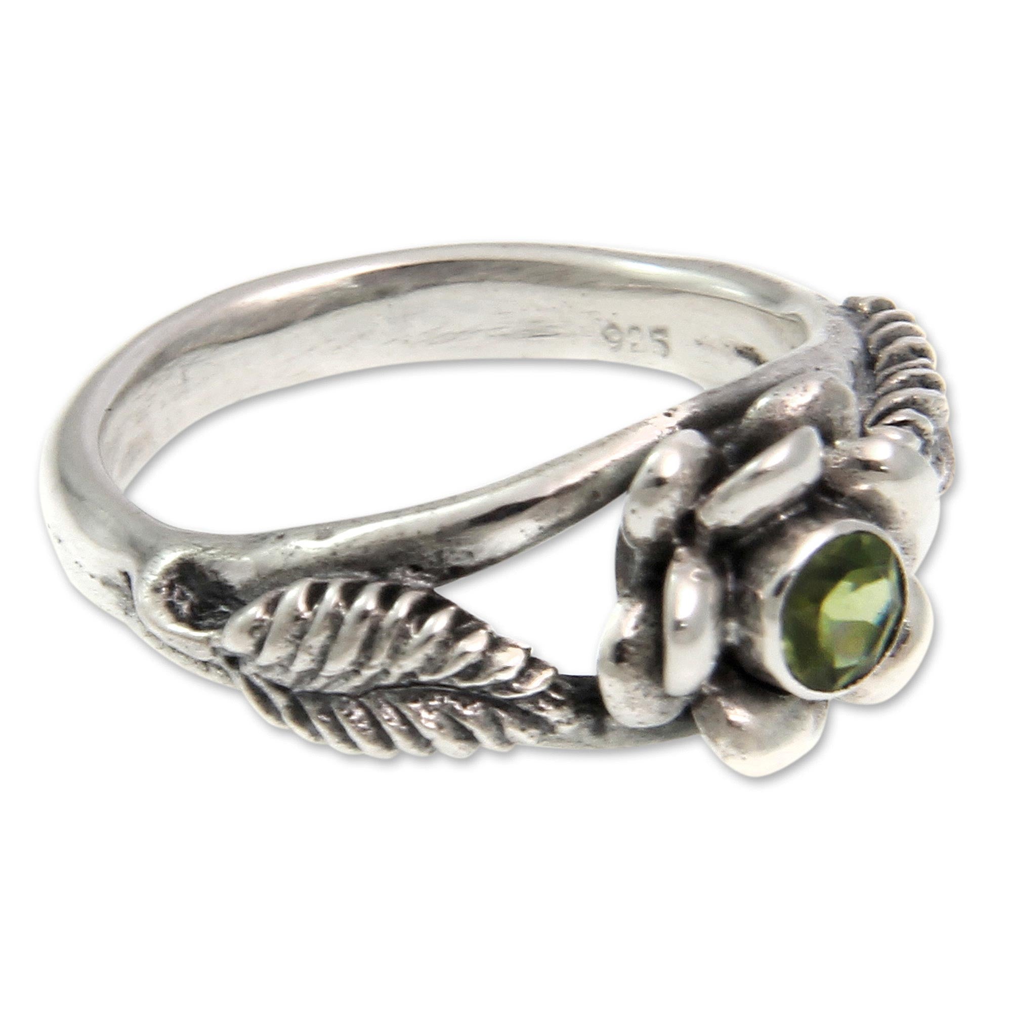 Premium Anemone Blossom Peridot Ring - Handcrafted Sterling Silver Jewelry