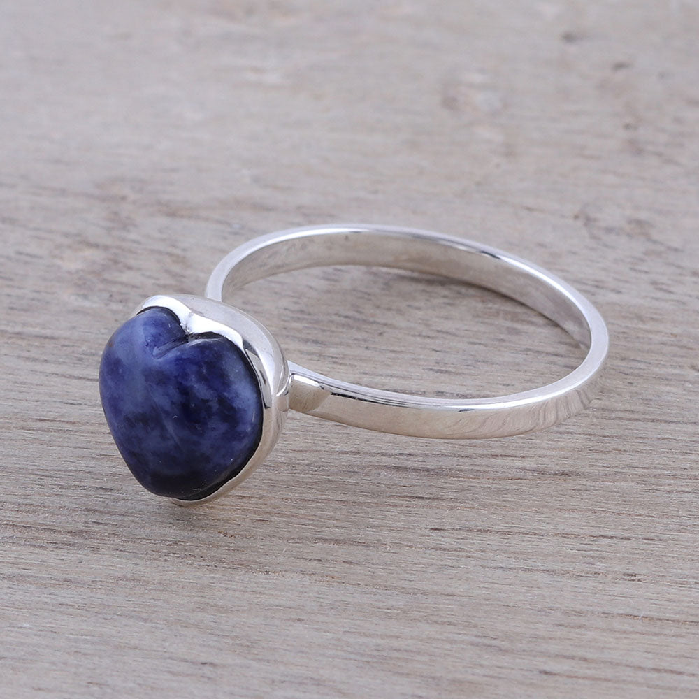 Premium Heart-Shaped Sodalite Cocktail Ring – Handcrafted in India