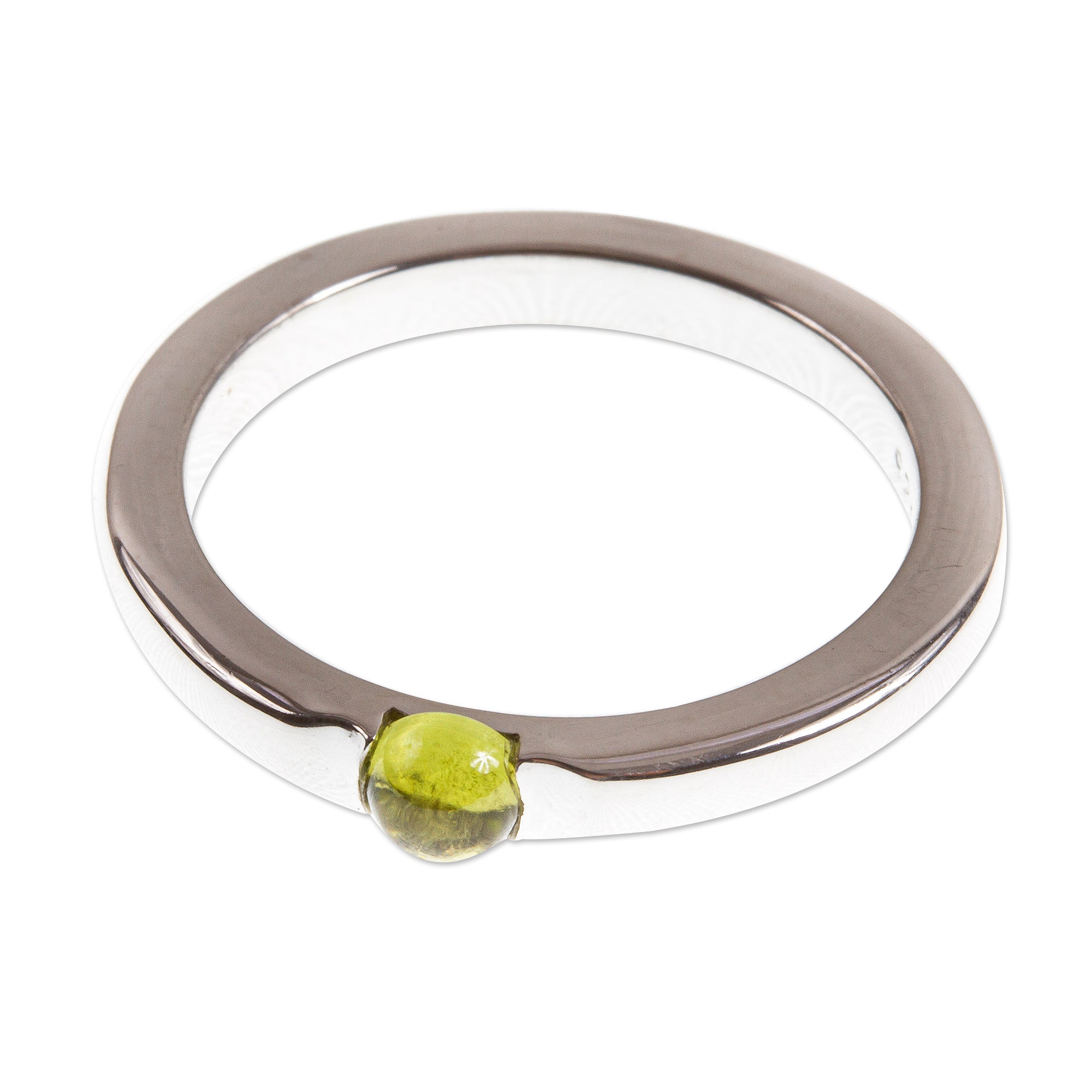 Premium Natural Peridot Solitaire Ring - Handcrafted Sterling Silver