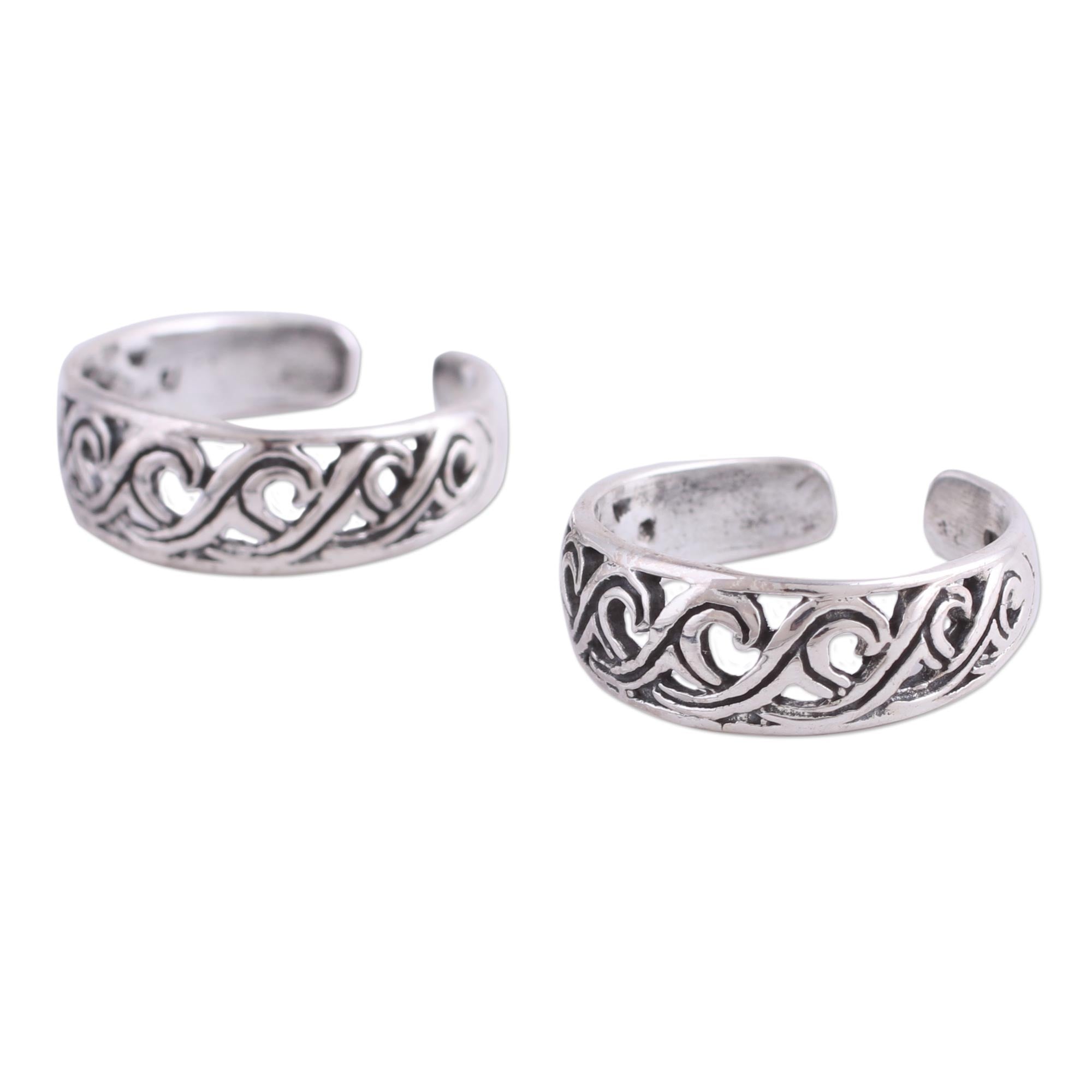 Premium Swirl Design Sterling Silver Toe Rings – Handcrafted in India