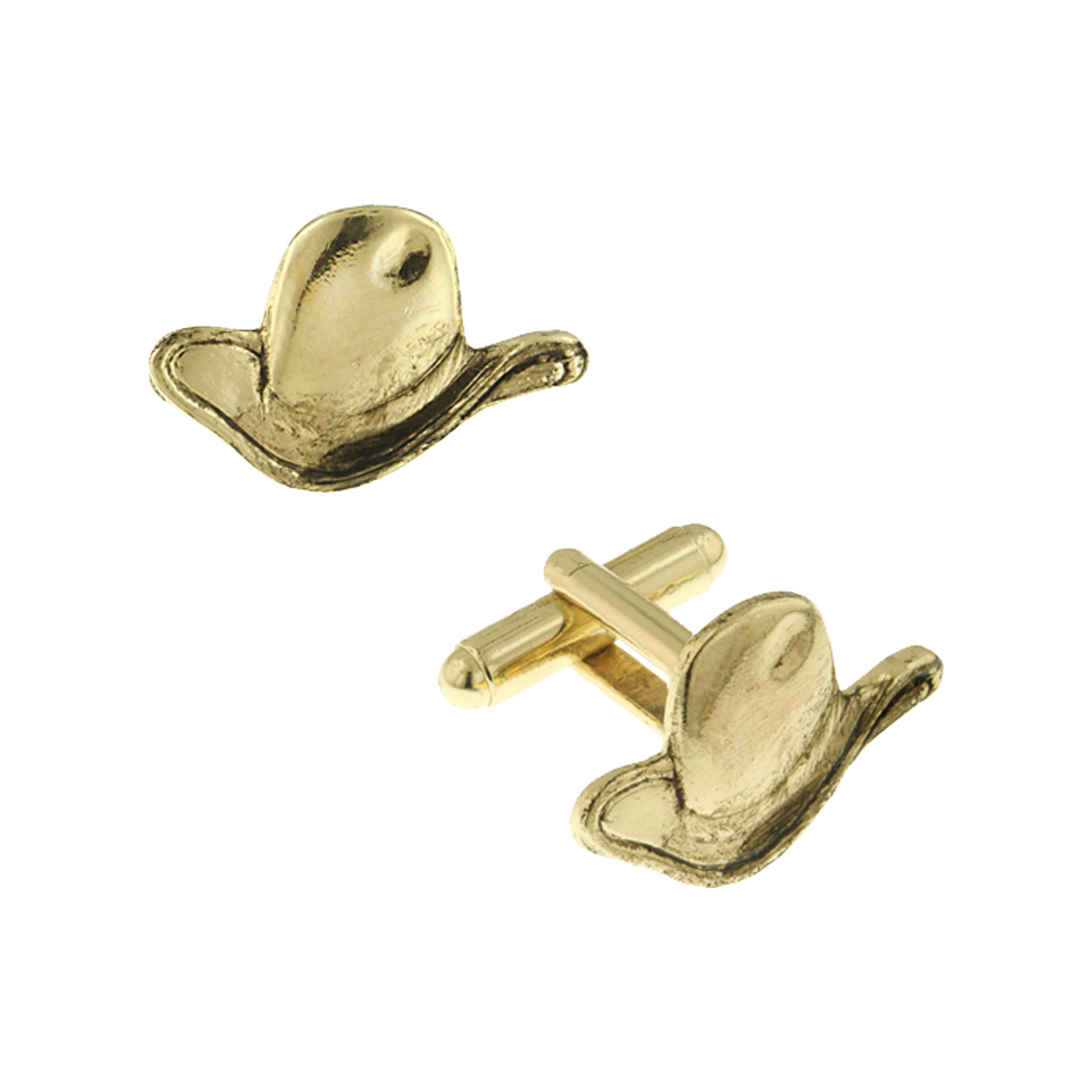 Premium 14K Gold Dipped Cowboy Hat Cufflinks by 1928 Jewelry®