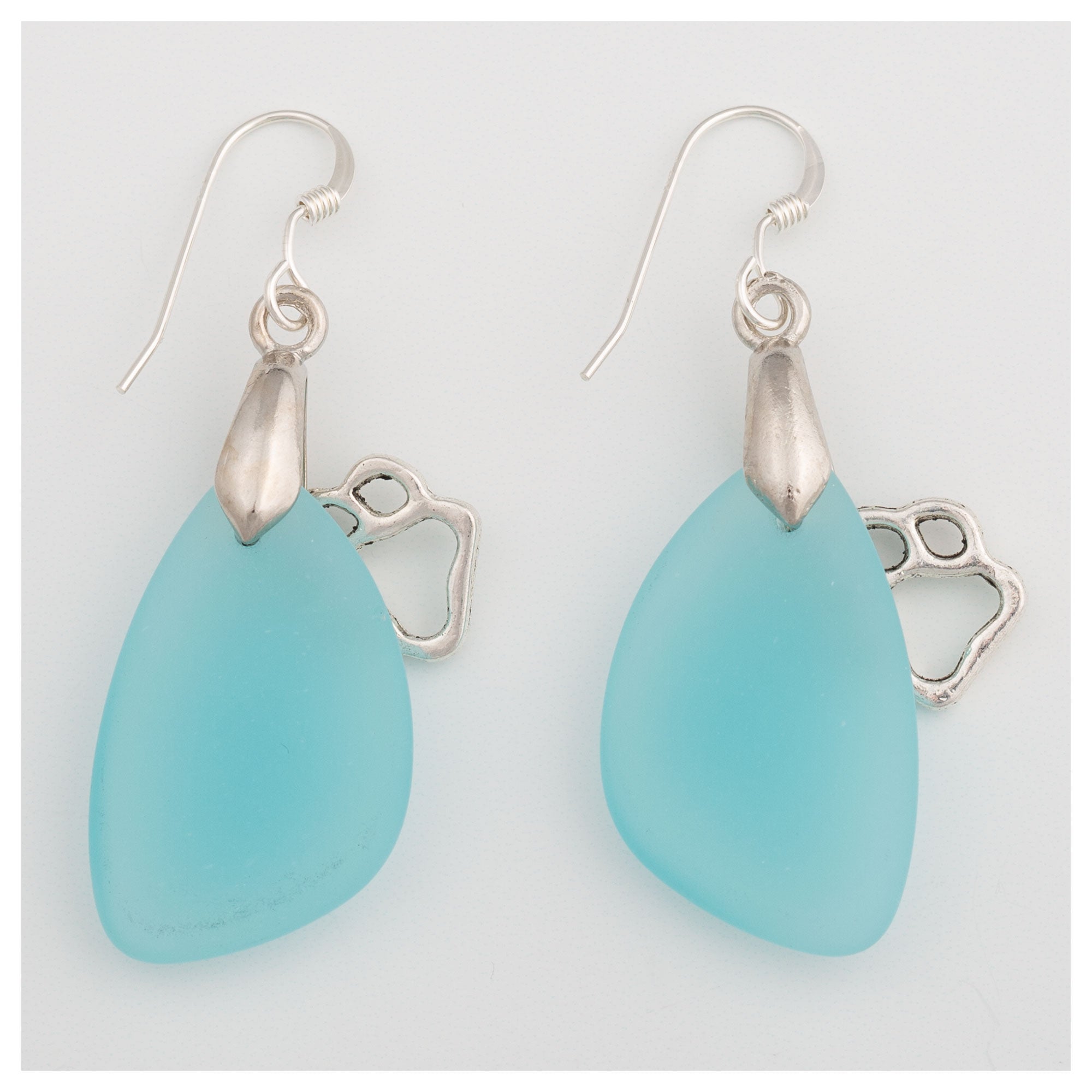 Premium Paw Print Sea Glass Earrings - Handcrafted in the U.S.A.