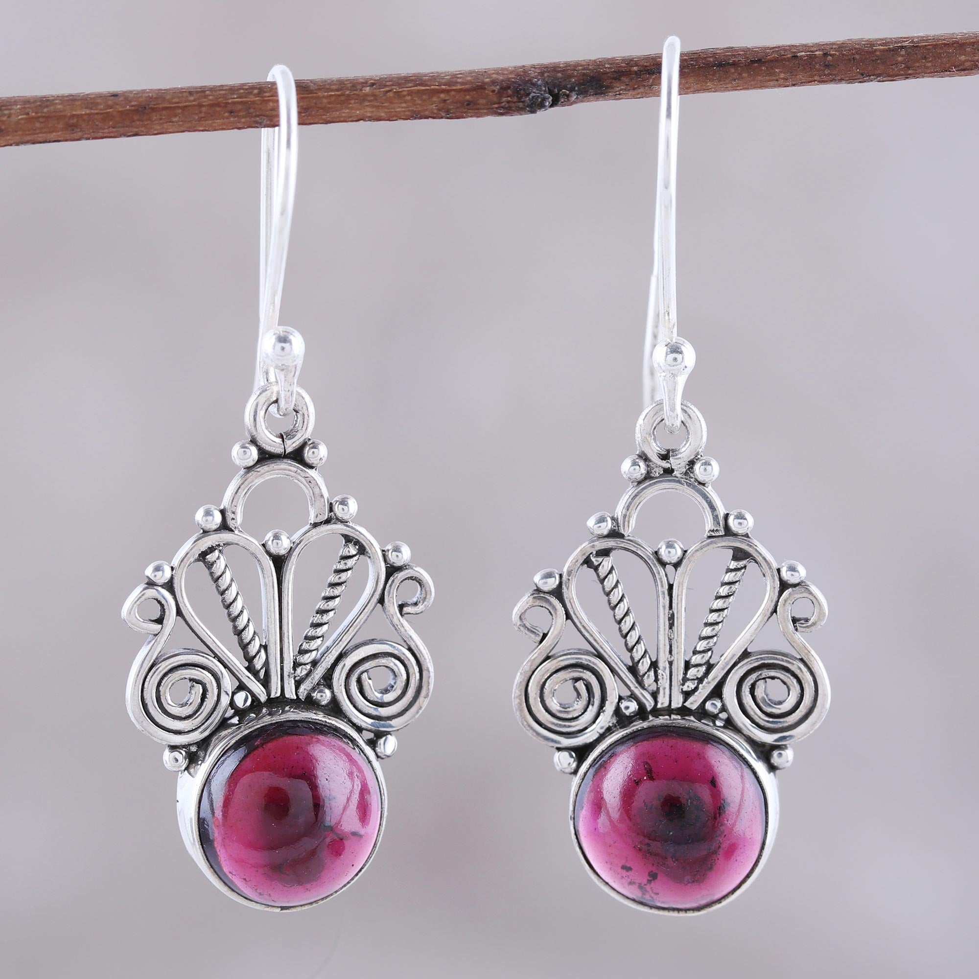 Premium Morning Princess Garnet Dangle Earrings – Handcrafted in India