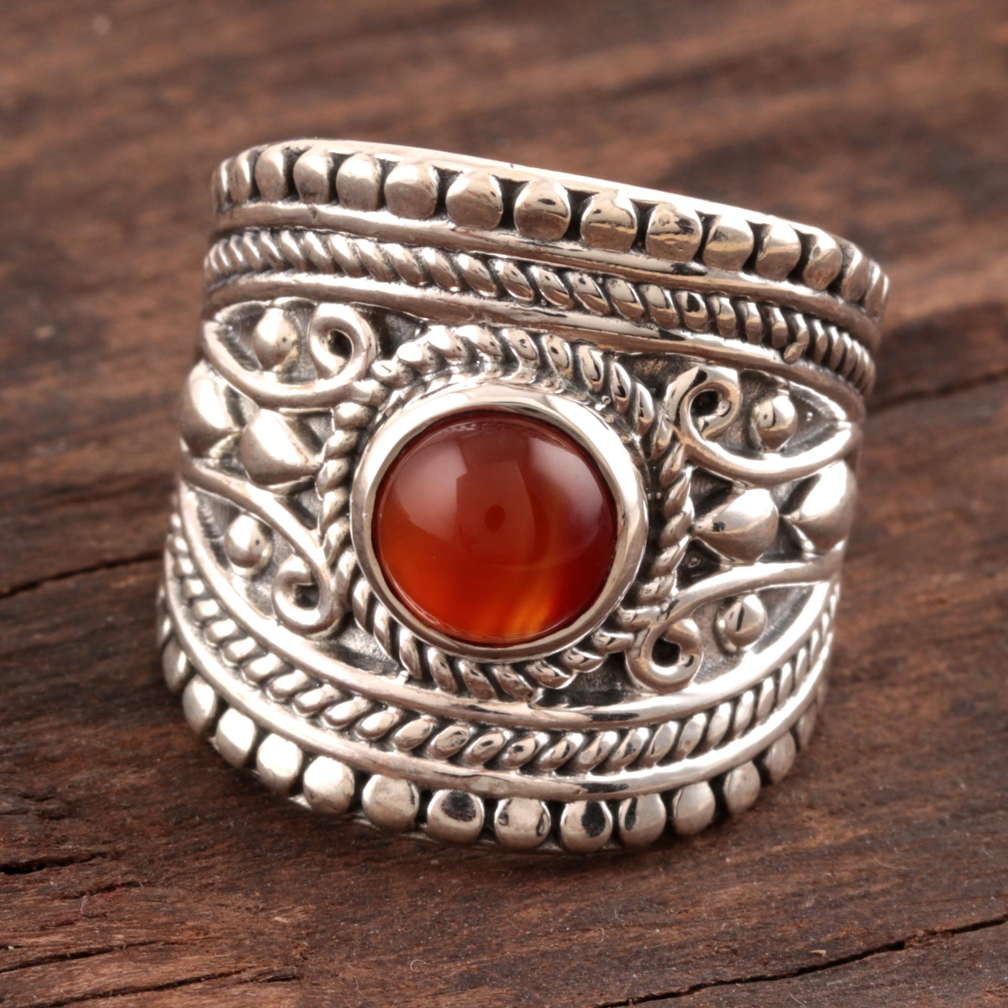 Premium Sunset Glow Onyx Dome Ring – Handcrafted Sterling Silver Jewelry