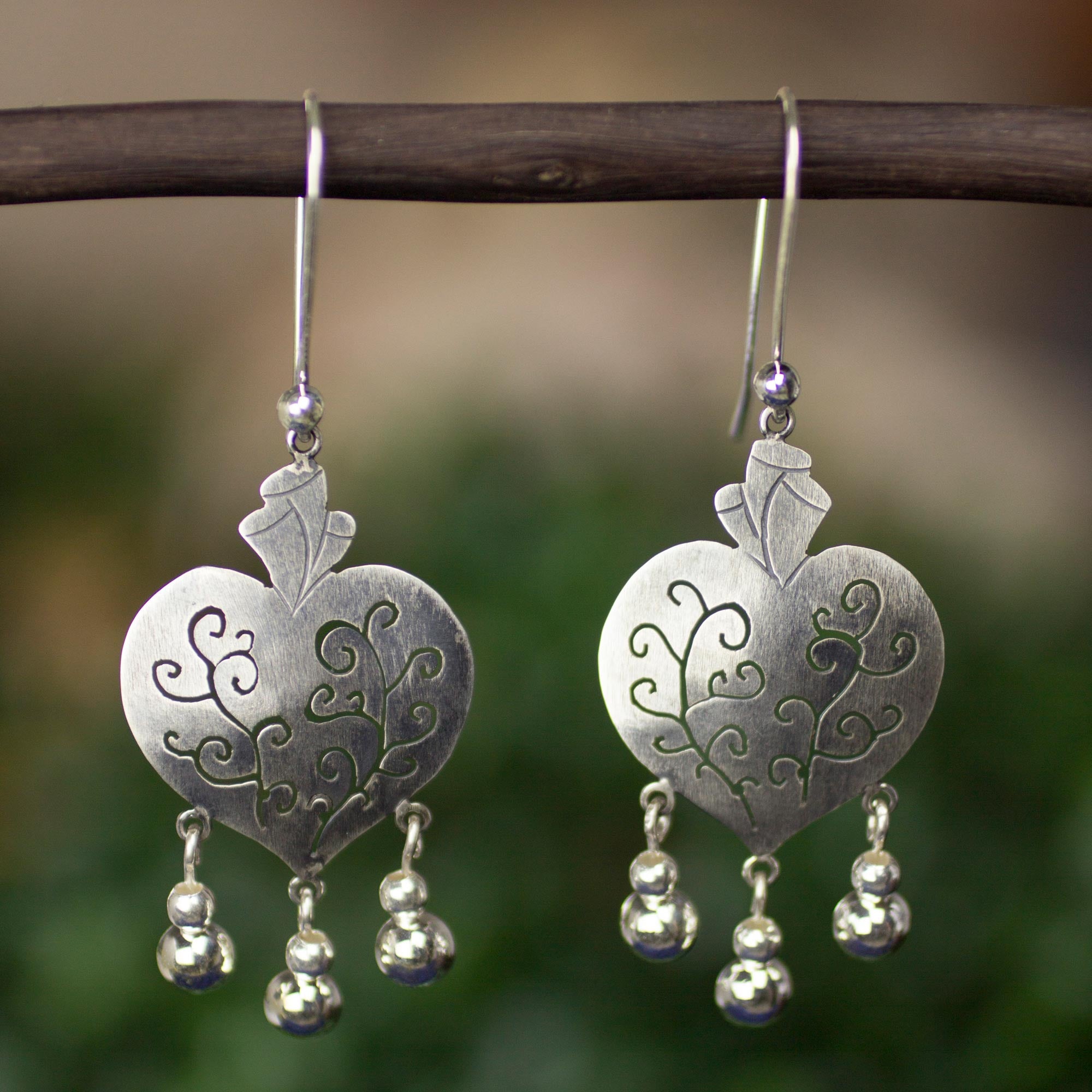 Premium Heart Artisan Earrings - Handcrafted Taxco Sterling Silver Jewelry