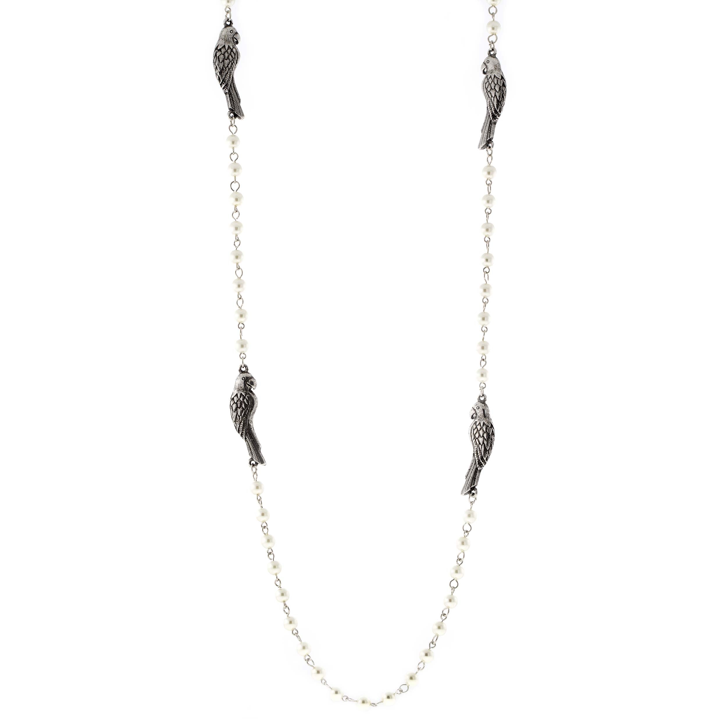 Premium 1928 Jewelry® Pewter Parrot Pearl Chain Necklace - 36 Inch