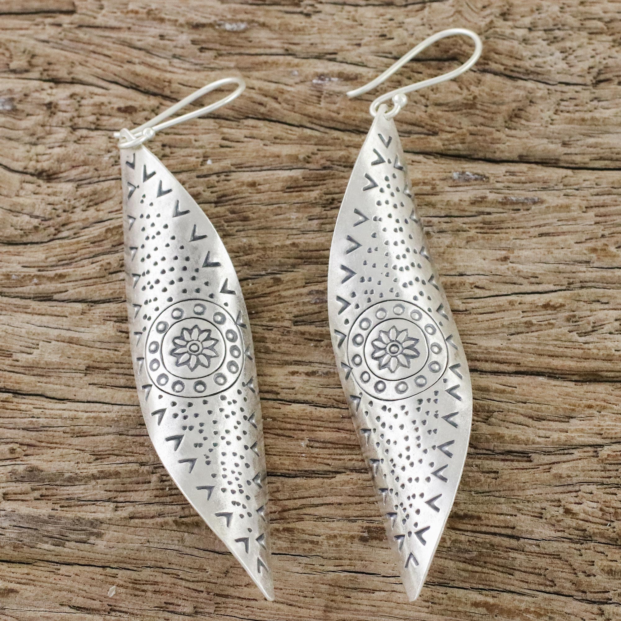 Premium Karen Silver Dangle Earrings – Handcrafted in Thailand