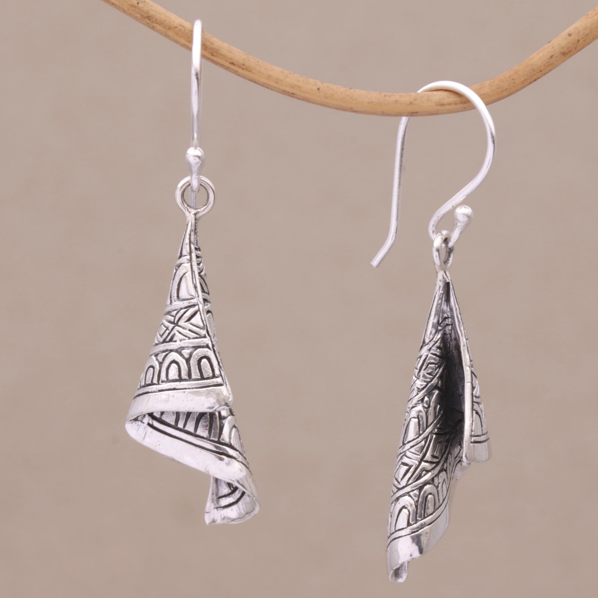 Premium Shining Sonket Silver Dangle Earrings - Handcrafted Elegance