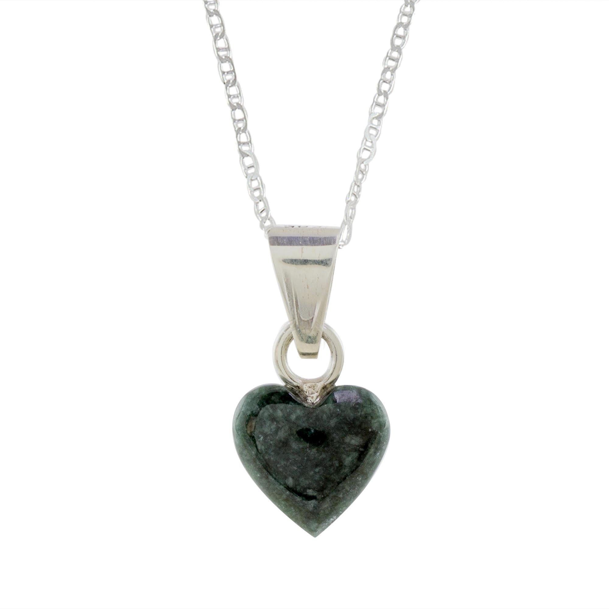 Premium Symbol of Love: Jade & Sterling Silver Heart Pendant Necklace