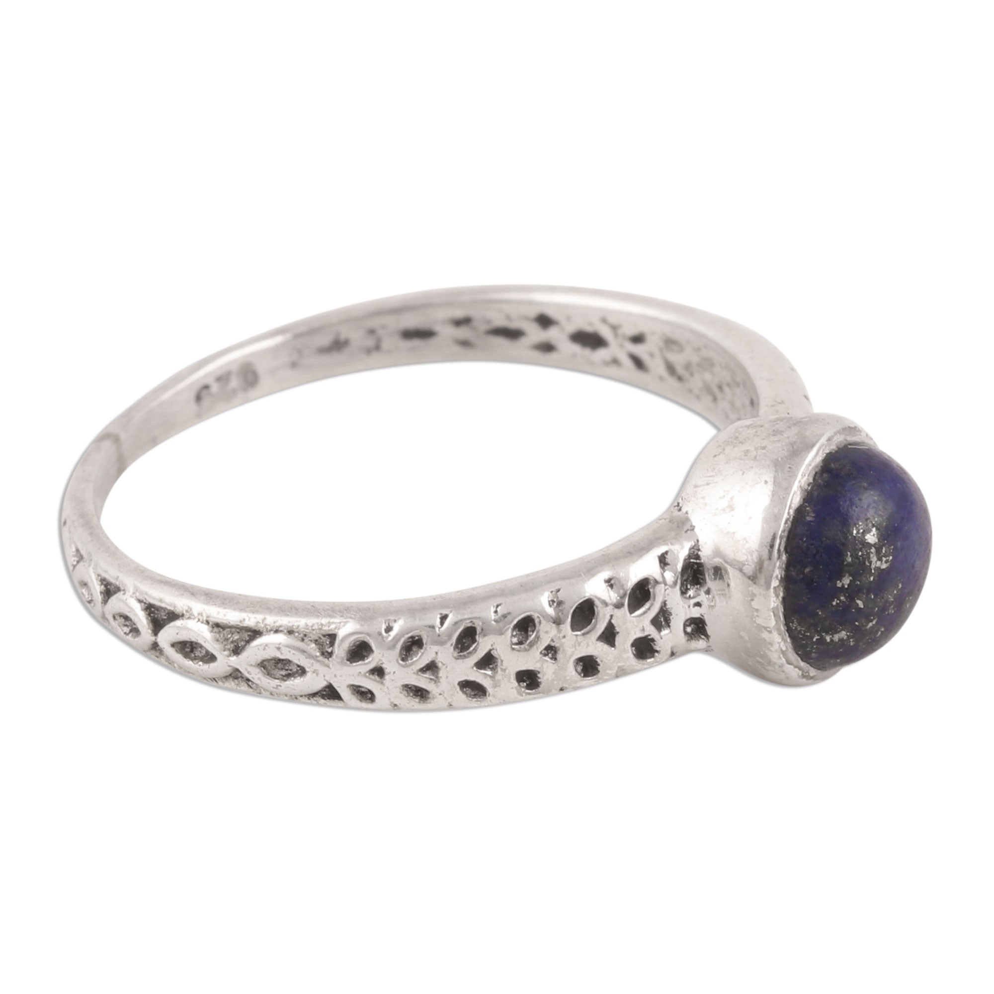 Premium Royal Round Lapis Lazuli Solitaire Ring - Handcrafted in Sterling Silver