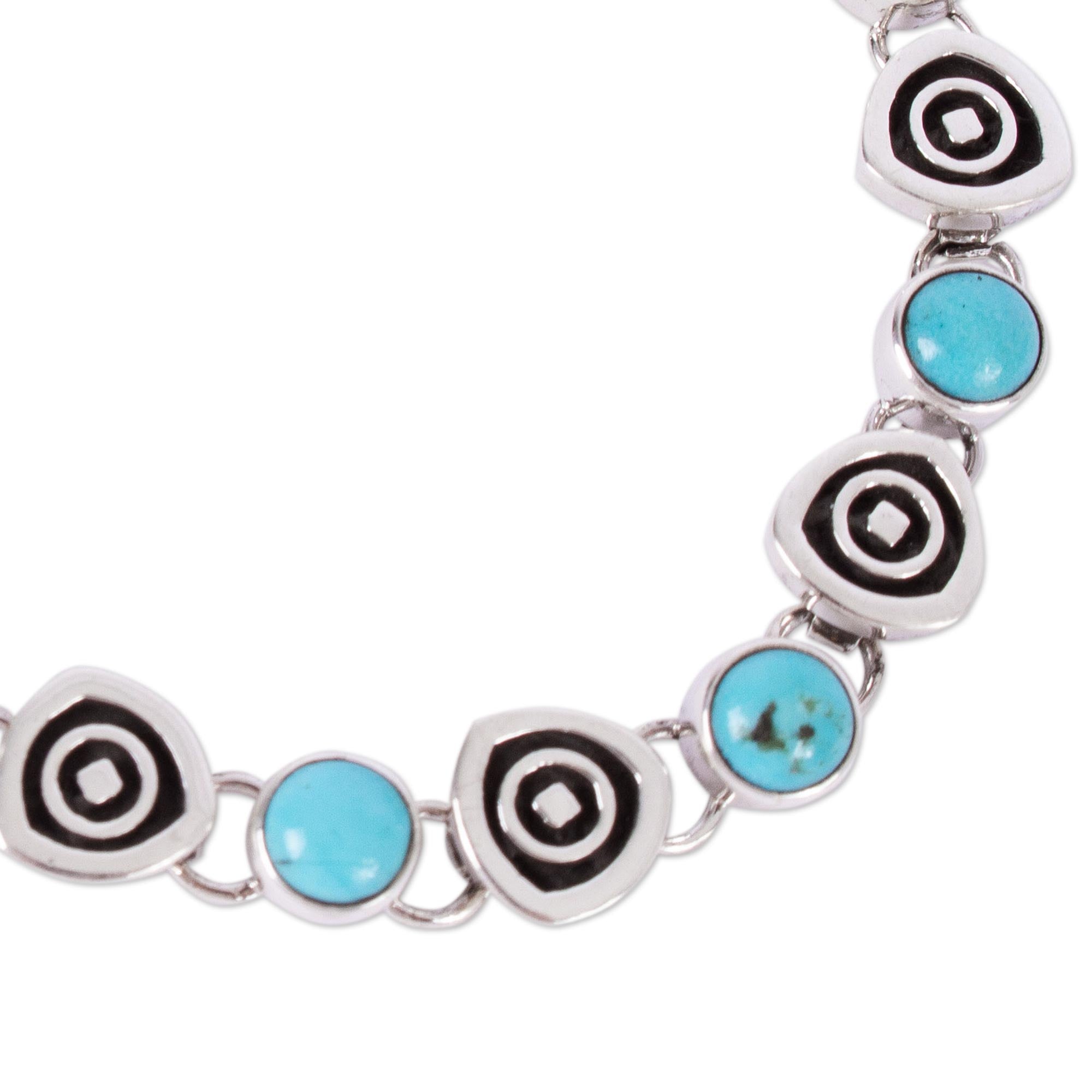 Premium Taxco Style Turquoise Link Bracelet - Handcrafted in Mexico