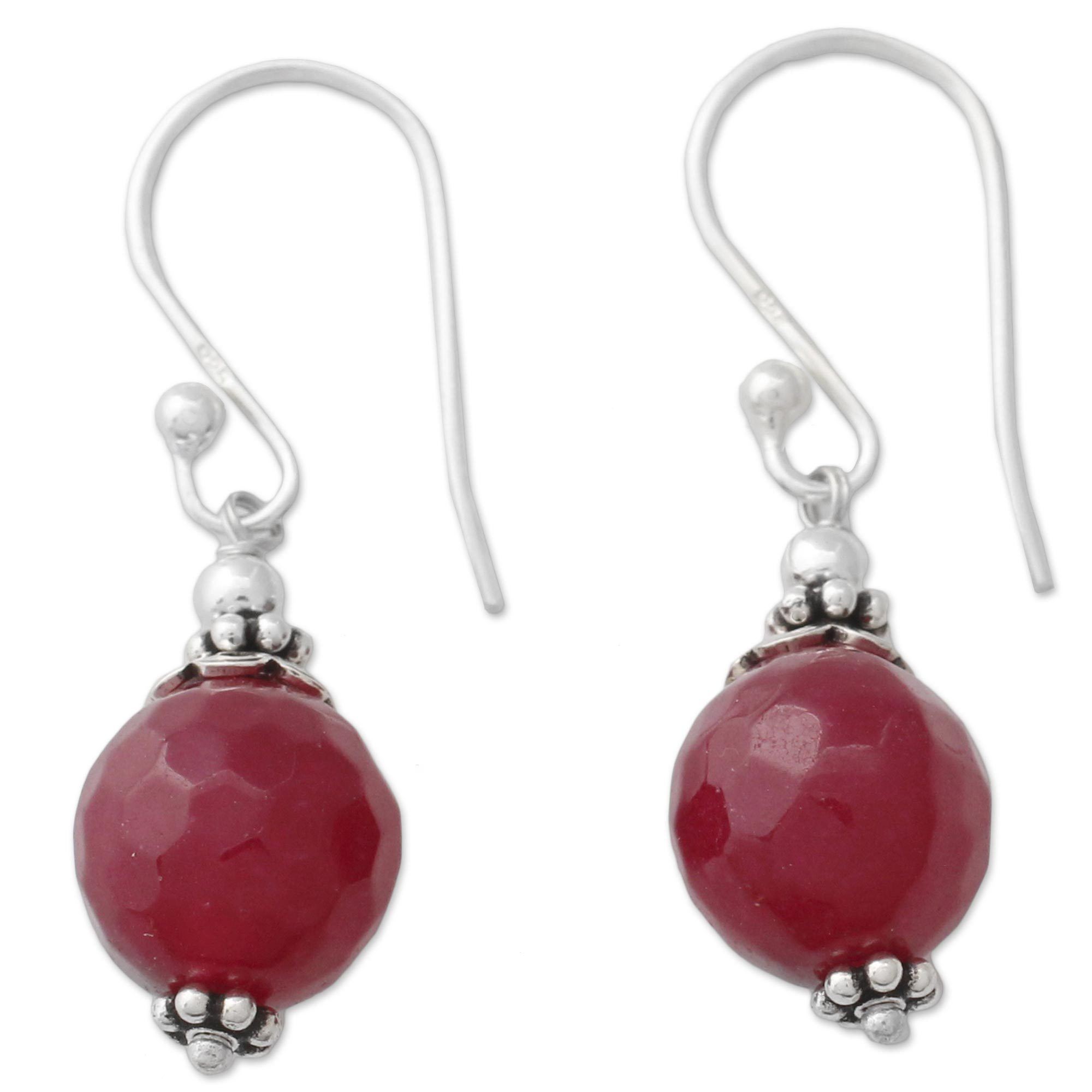 Premium Red Agate Sterling Silver Drop Earrings - Handcrafted Elegance