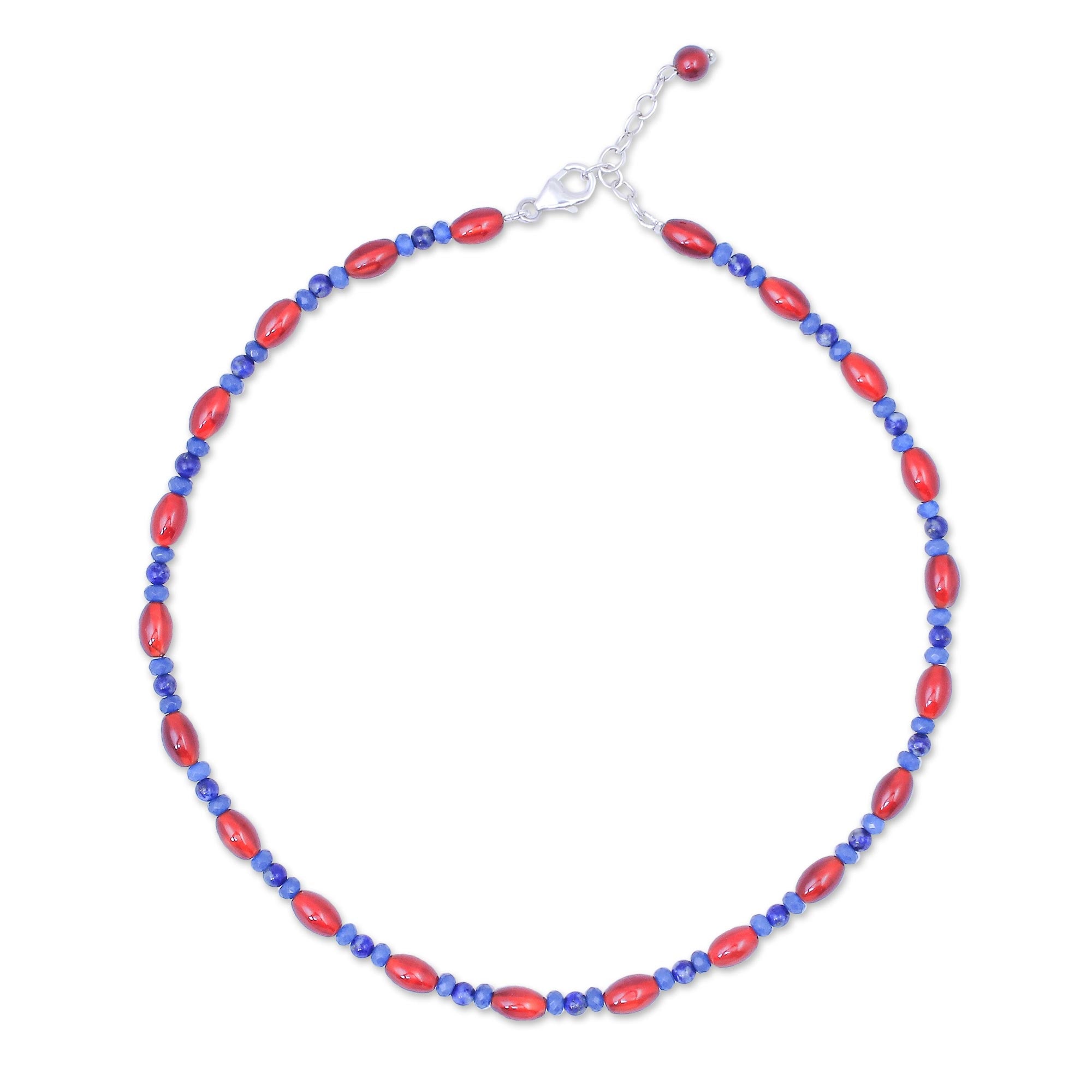 Premium Handmade Carnelian & Lapis Lazuli Beaded Necklace - Candy Luck Collection