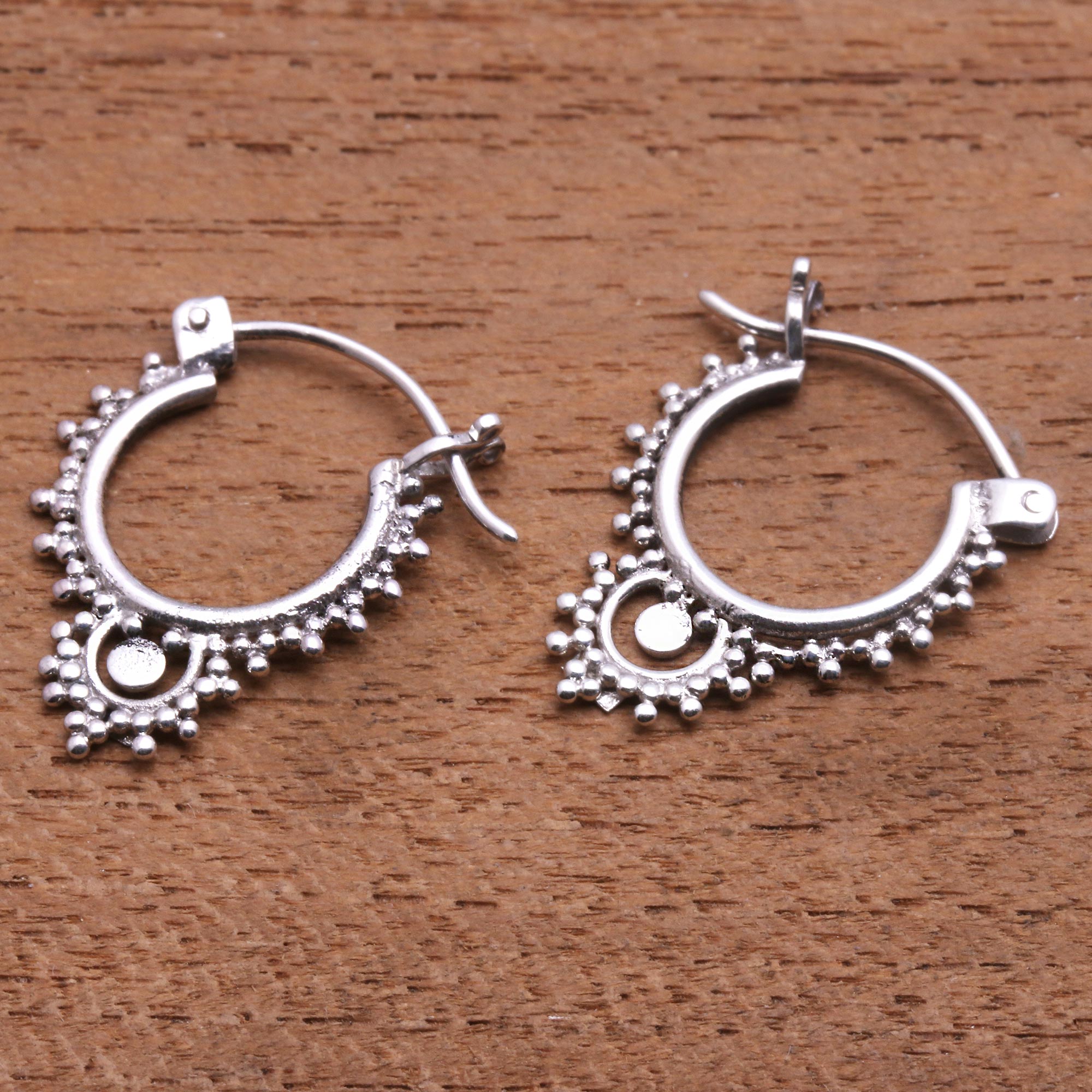 Premium Bali Artisan Sterling Silver Bubble Hoop Earrings