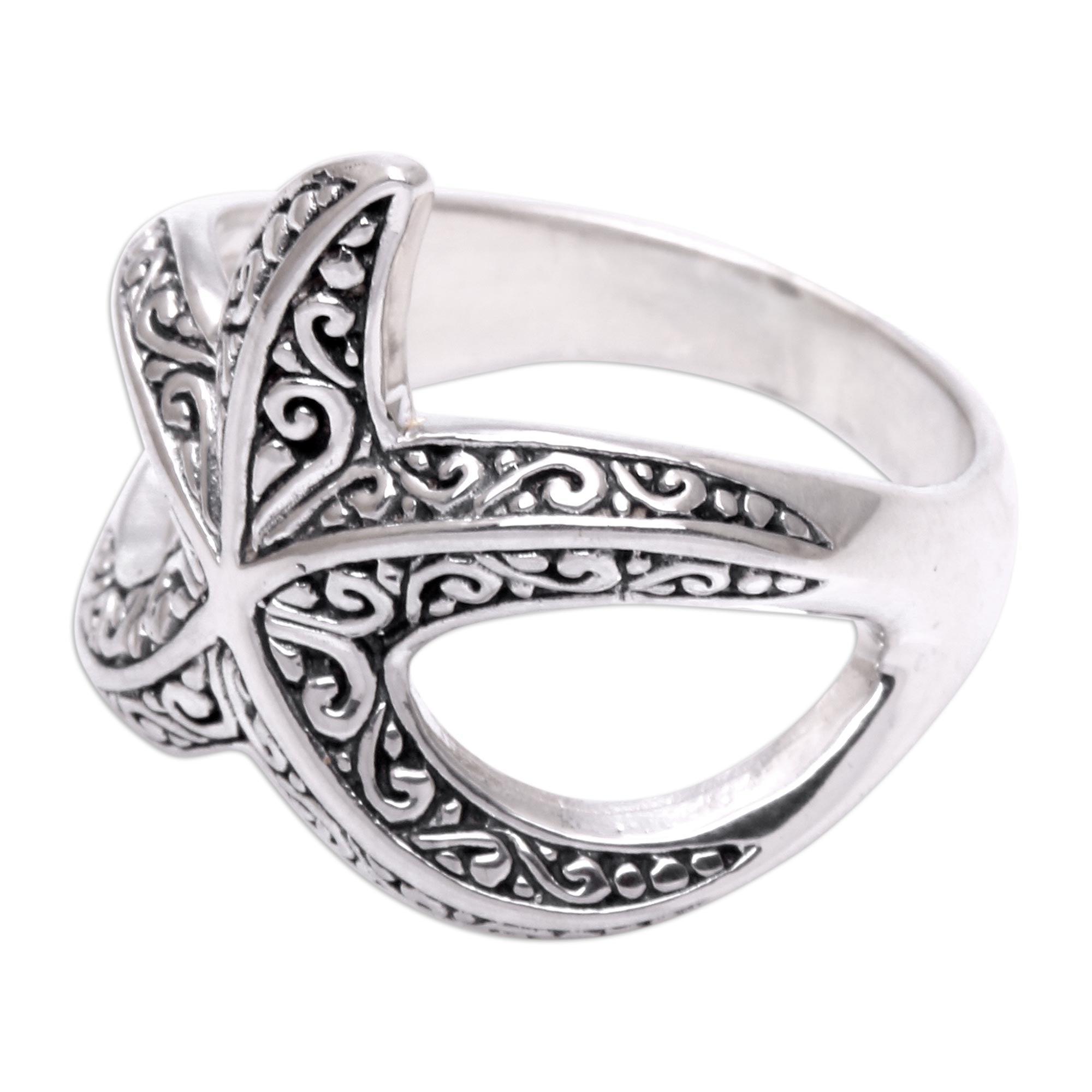 Premium Bali Starfish Sterling Silver Cocktail Ring