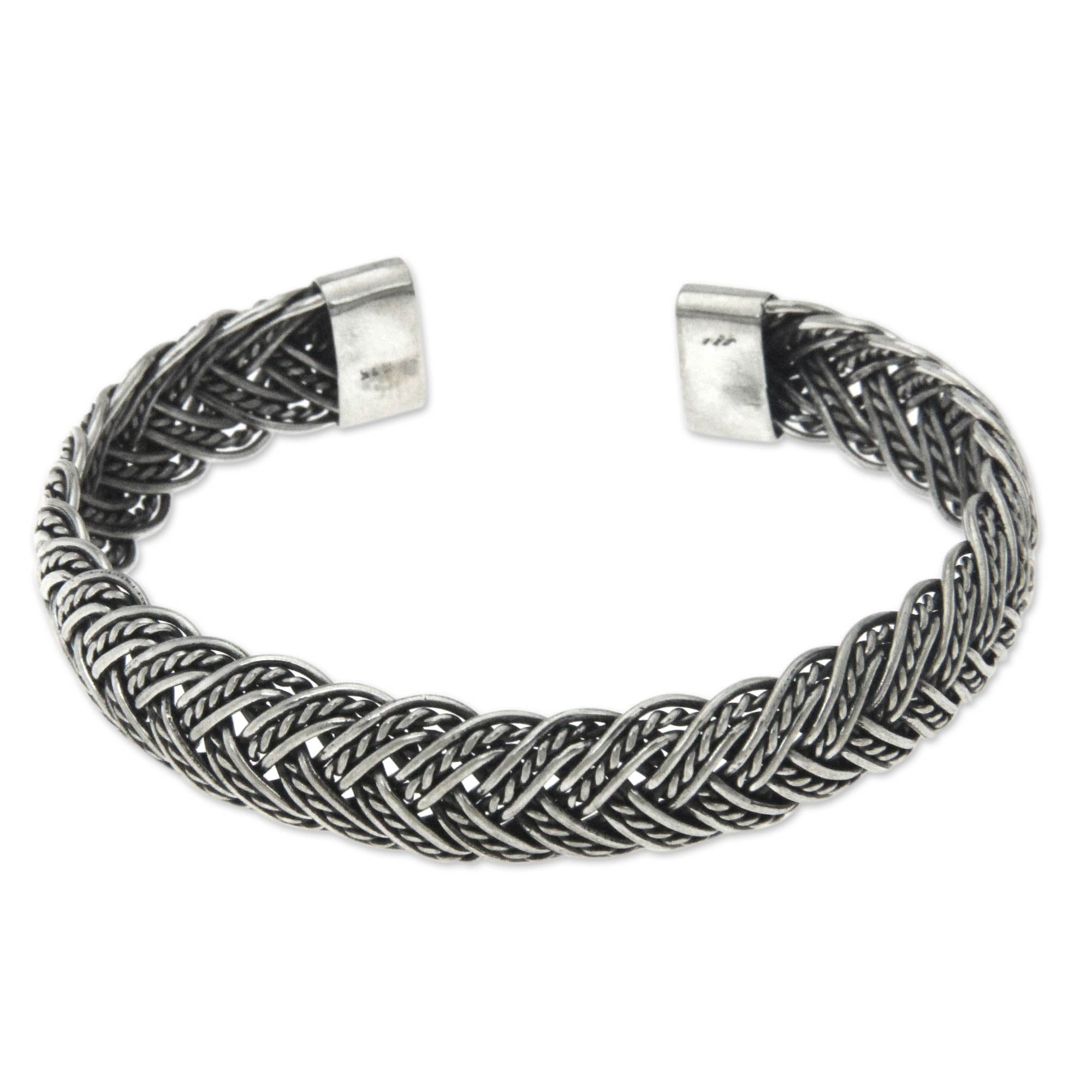 Premium Balinese Sterling Silver Braided Cuff Bracelet