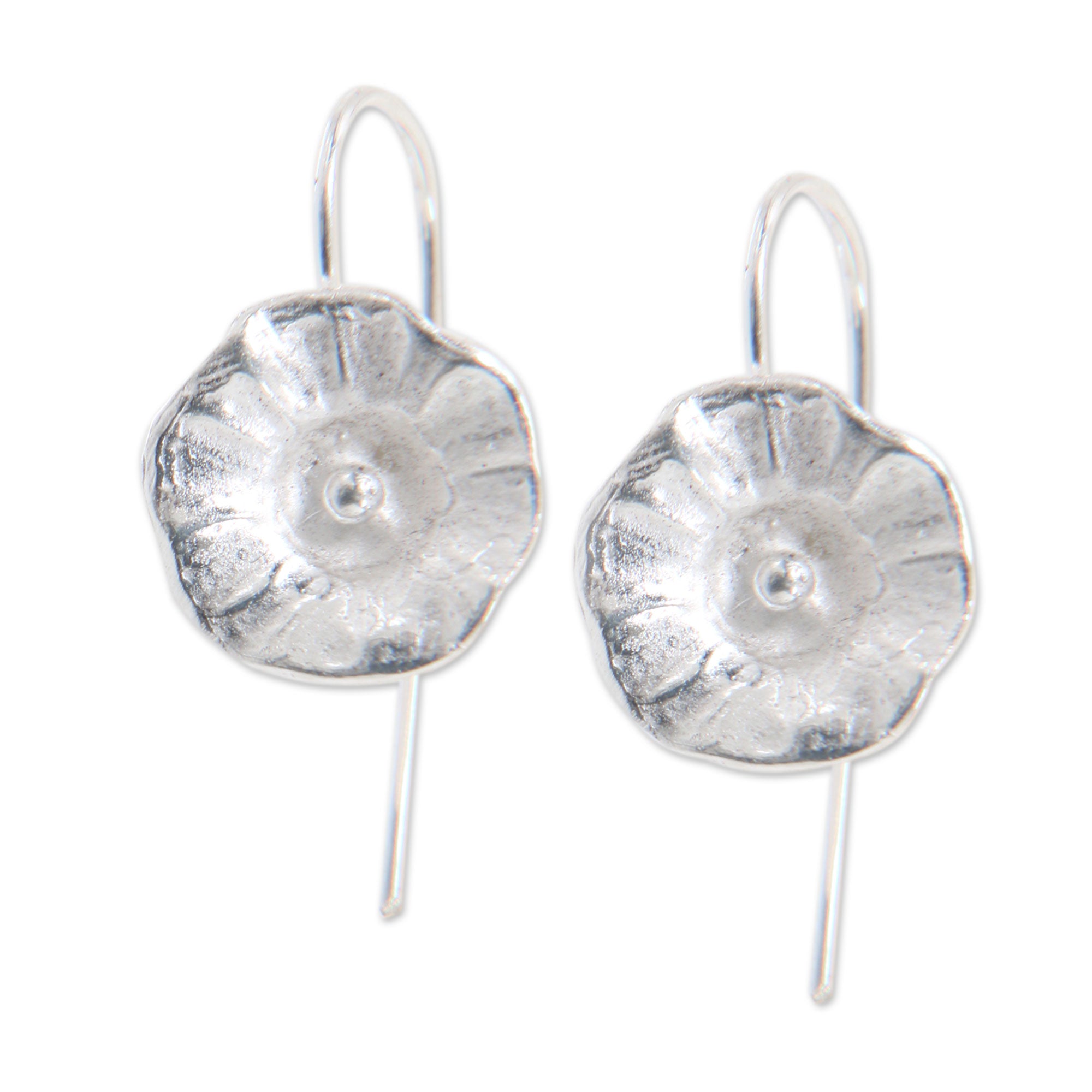 Premium Handmade Hollyhocks Sterling Silver Earrings – Nature-Inspired Bali Jewelry