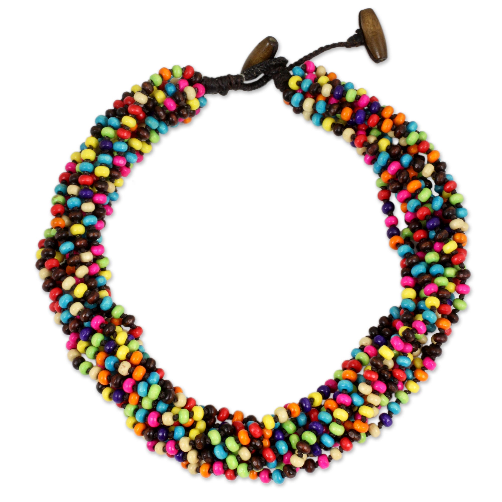 Premium Trang Belle Multicolor Wood Beaded Artisan Necklace - Handcrafted Elegance