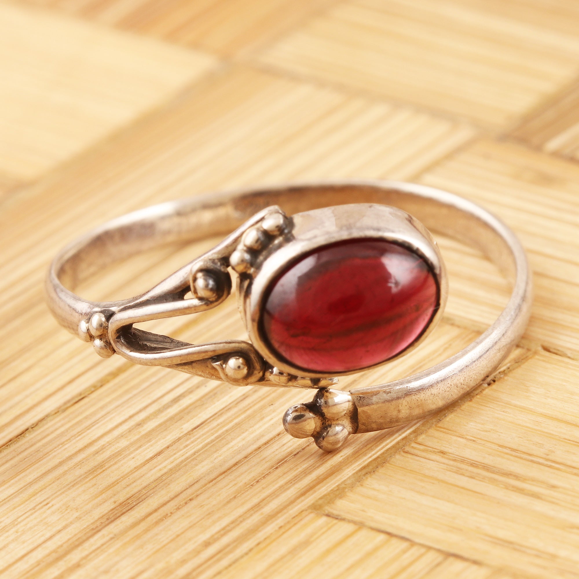 Premium Wrapped in Red Garnet & Sterling Silver Wrap Ring