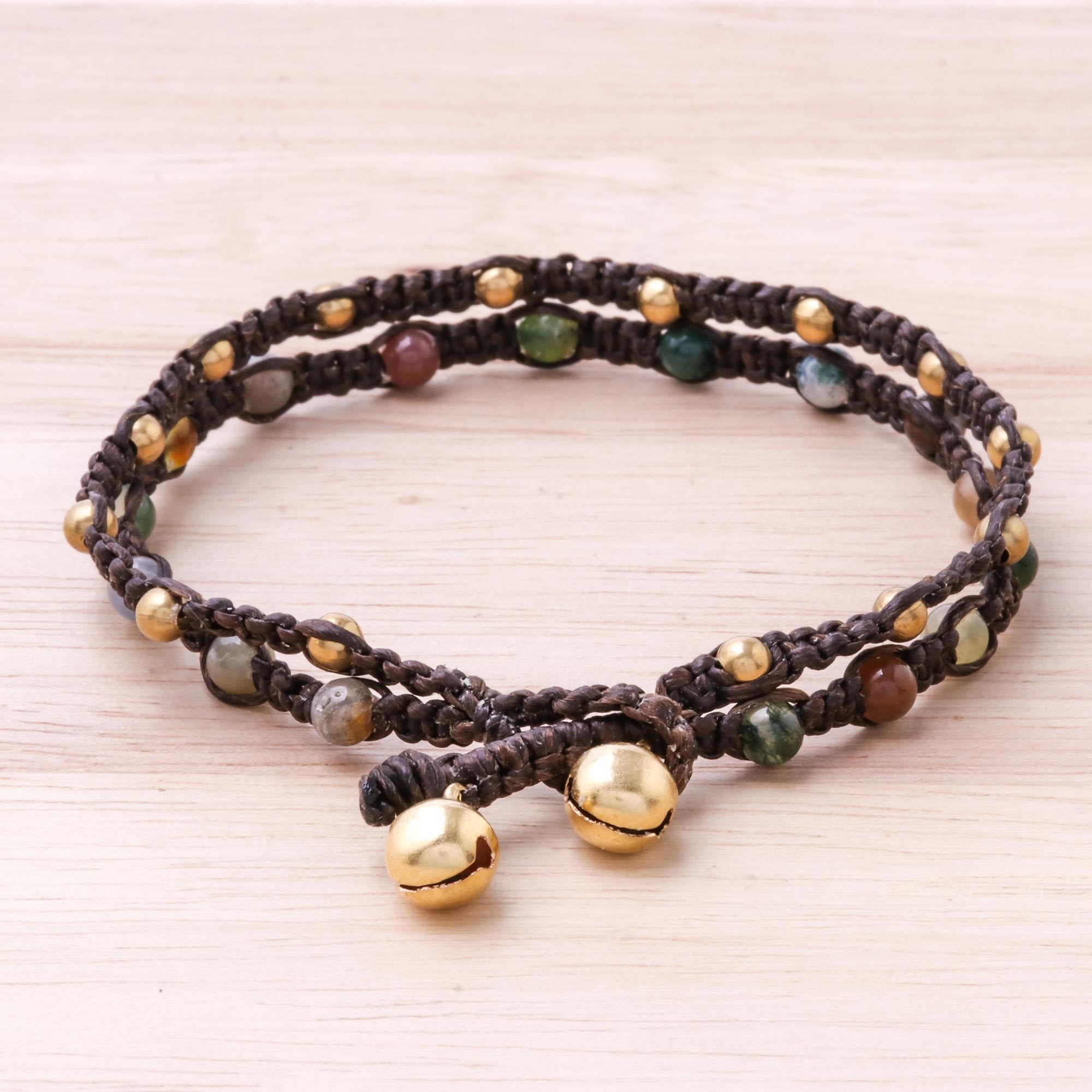 Premium Boho Chic Agate Brass Bracelet - Handmade in Thailand