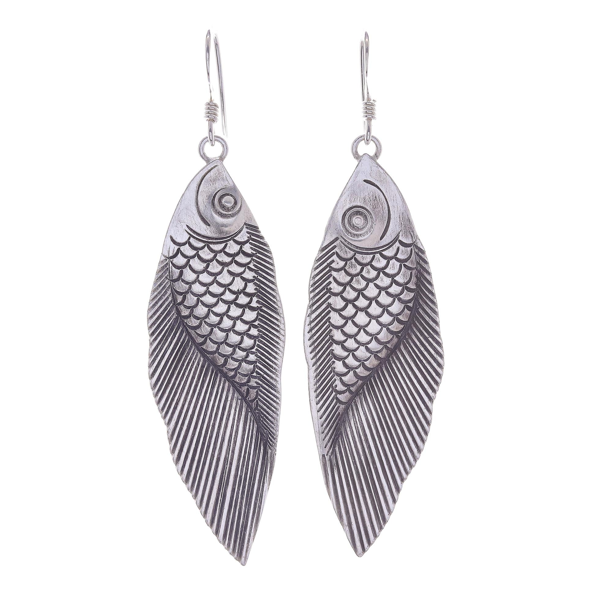 Premium Karen Hill Tribe Silver Fish Earrings – Handcrafted Elegance