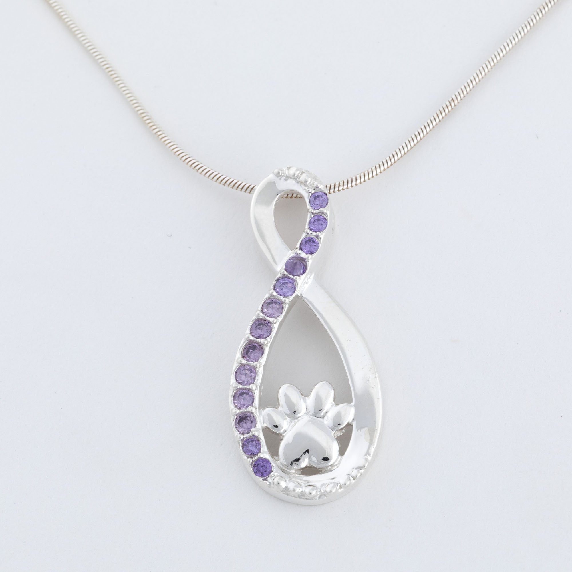 Premium Infinity Love for Paws Sterling Silver & Crystal Necklace