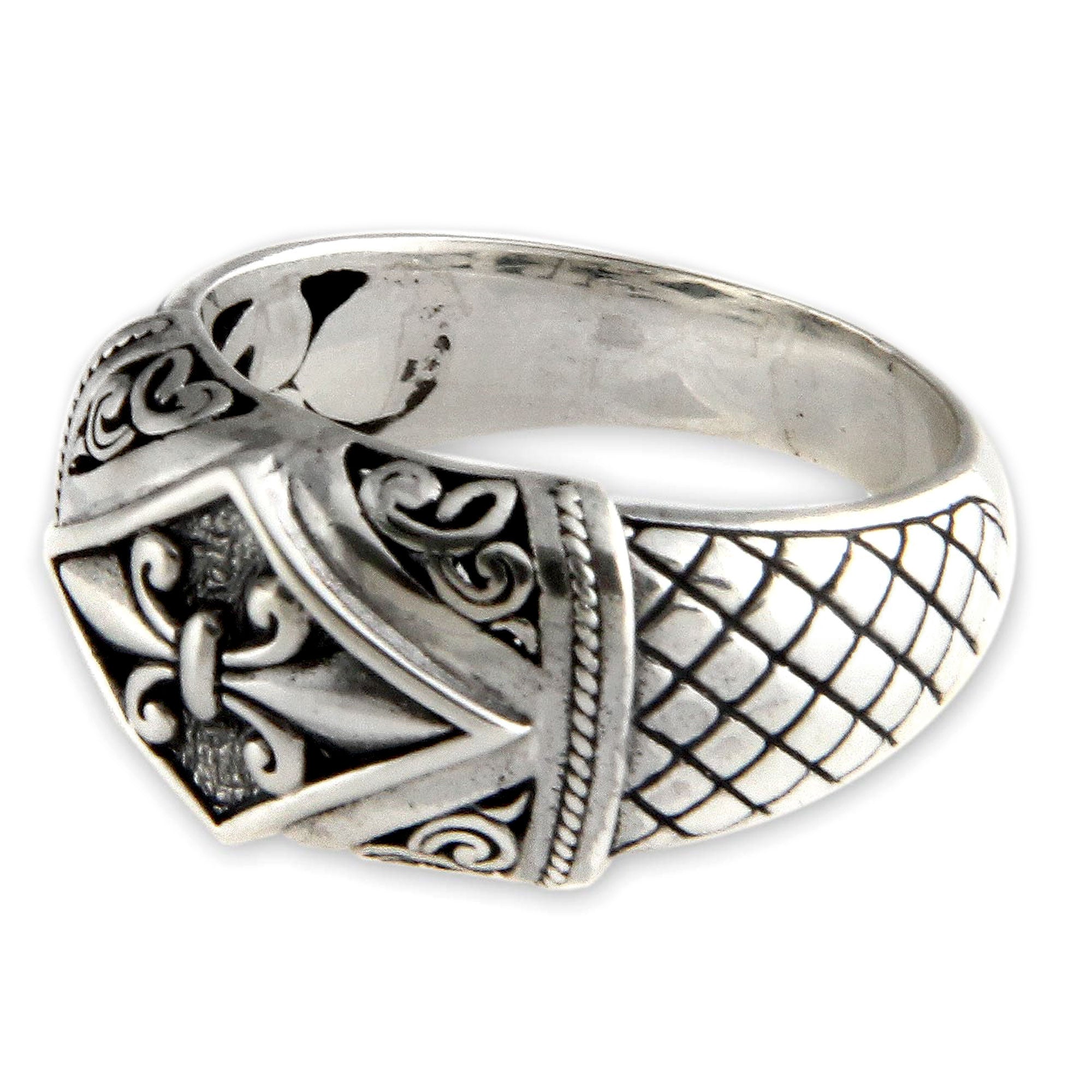 Premium Fleur De Lis Sterling Silver Domed Ring – Handcrafted Elegance