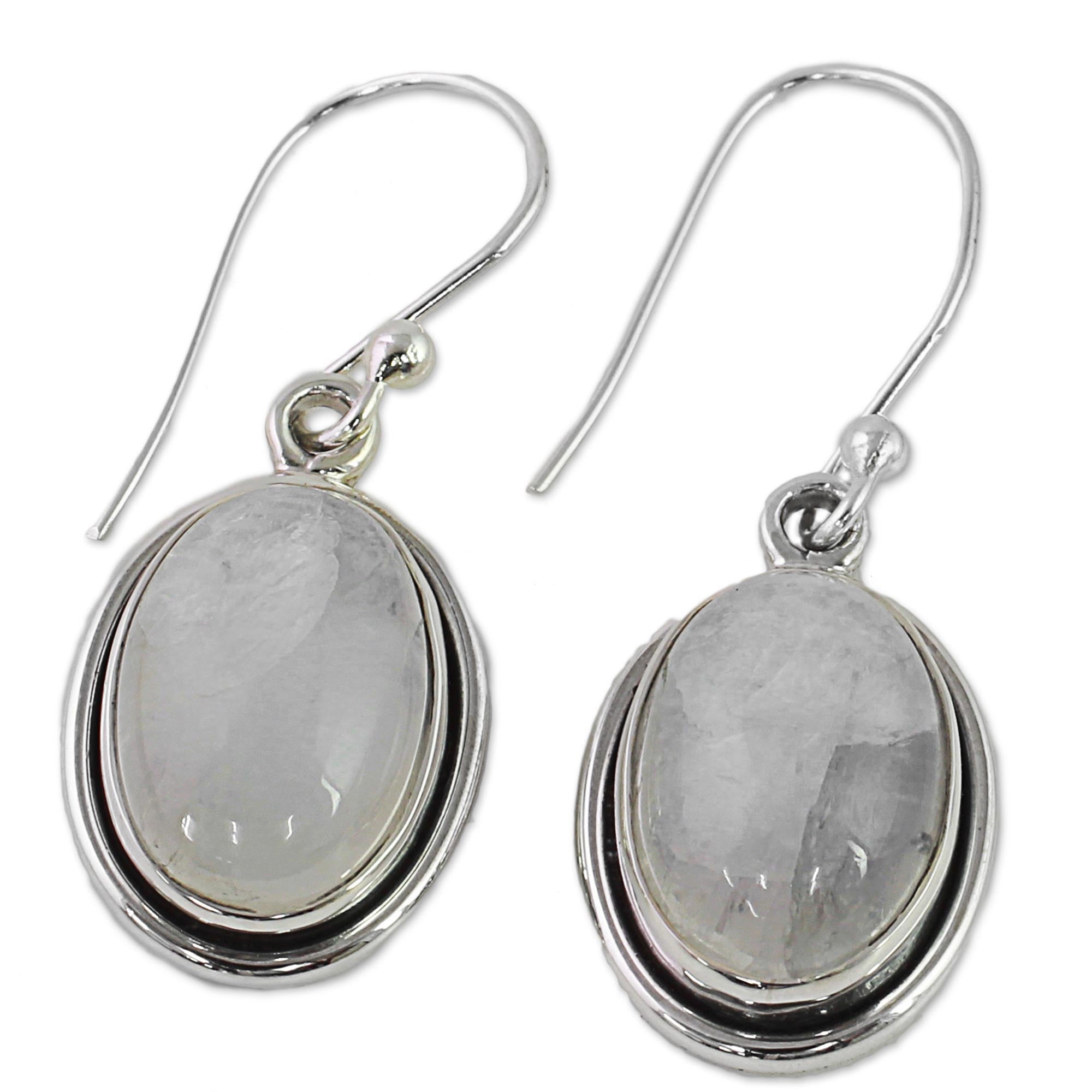 Premium Lunar Goddess Moonstone Silver Dangle Earrings – Handmade & Fair Trade