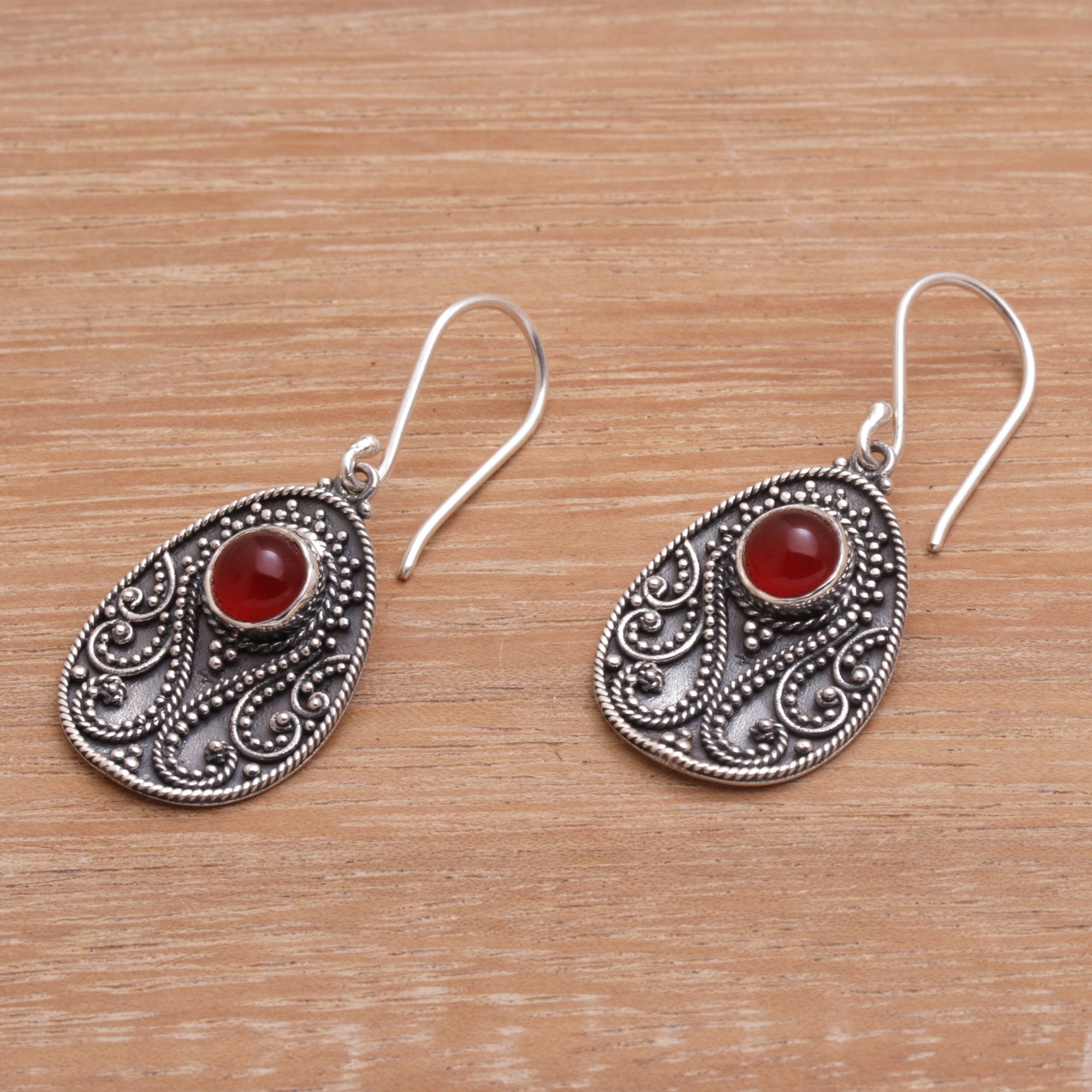 Premium Sunset Dream Carnelian Sterling Silver Dangle Earrings - Handcrafted Elegance