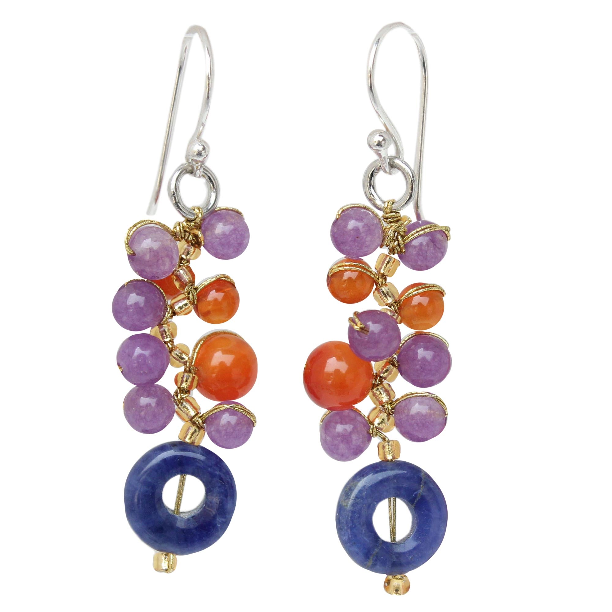 Premium Radiant Multi-Gemstone Dangle Earrings - Handcrafted Elegance