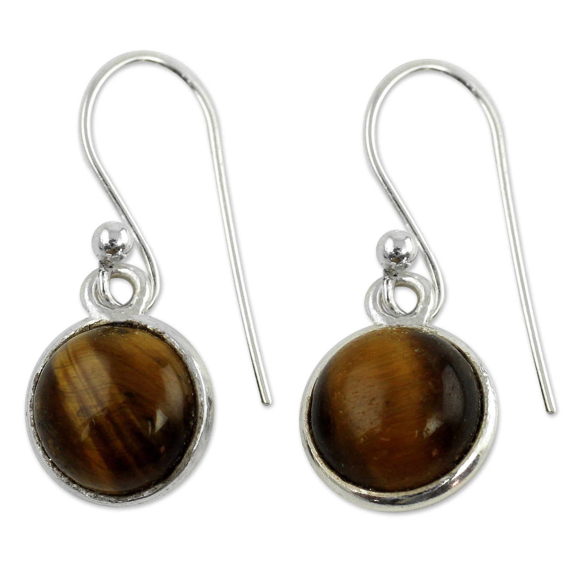 Premium Tiger's Eye Silver Dangle Earrings - Handcrafted Luck & Style