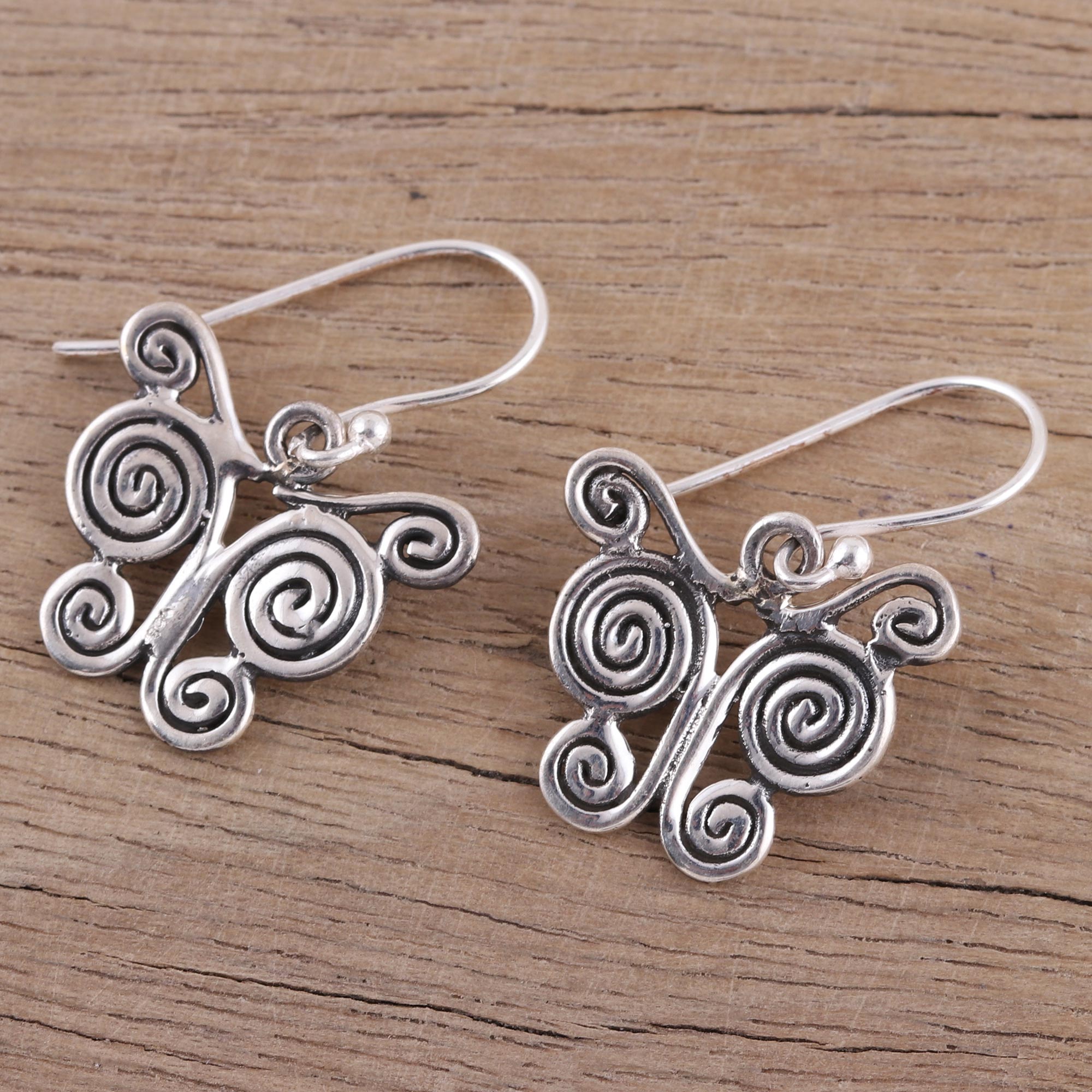 Premium Butterfly Spiral Sterling Silver Dangle Earrings