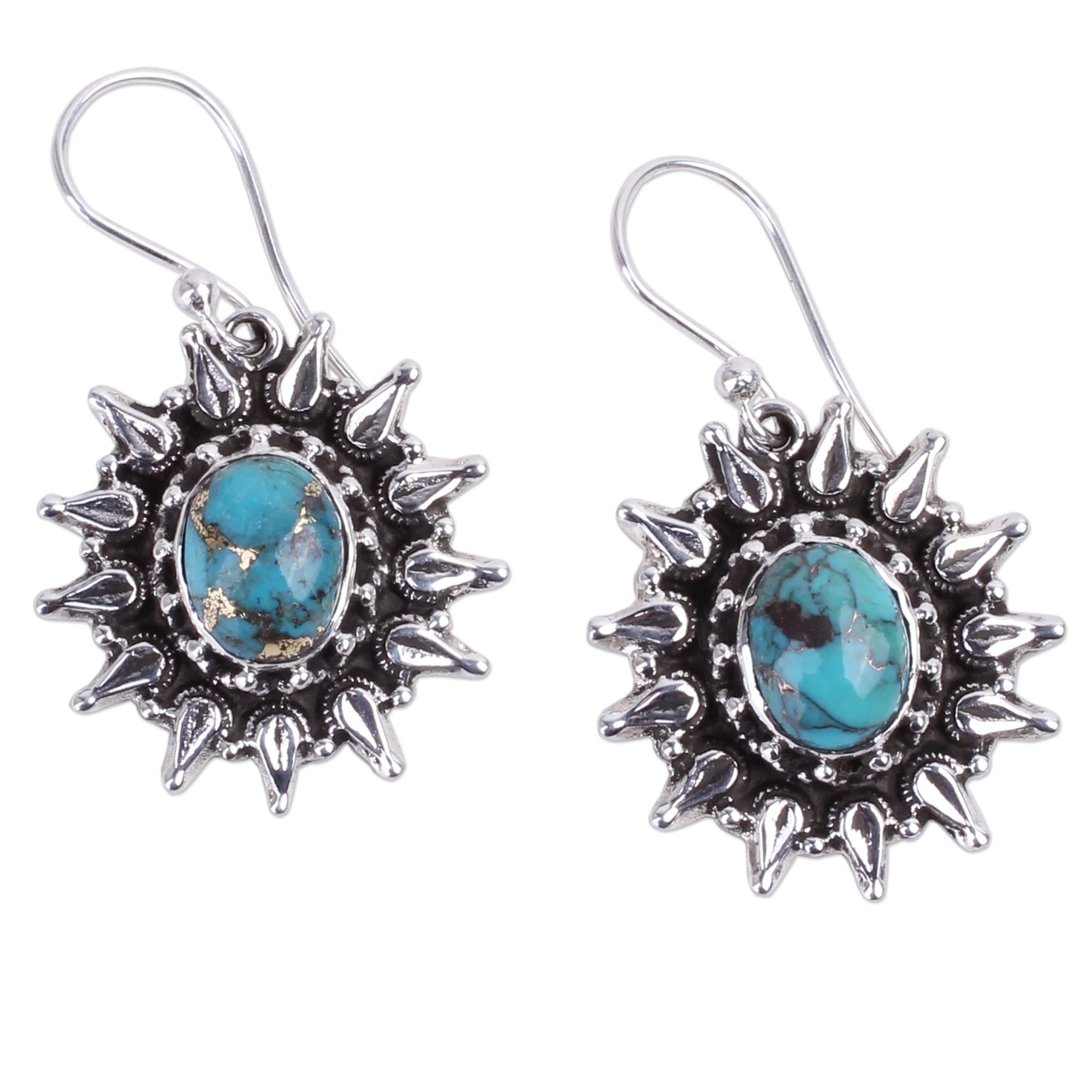 Premium Eternal Radiance Artisan Silver & Turquoise Earrings