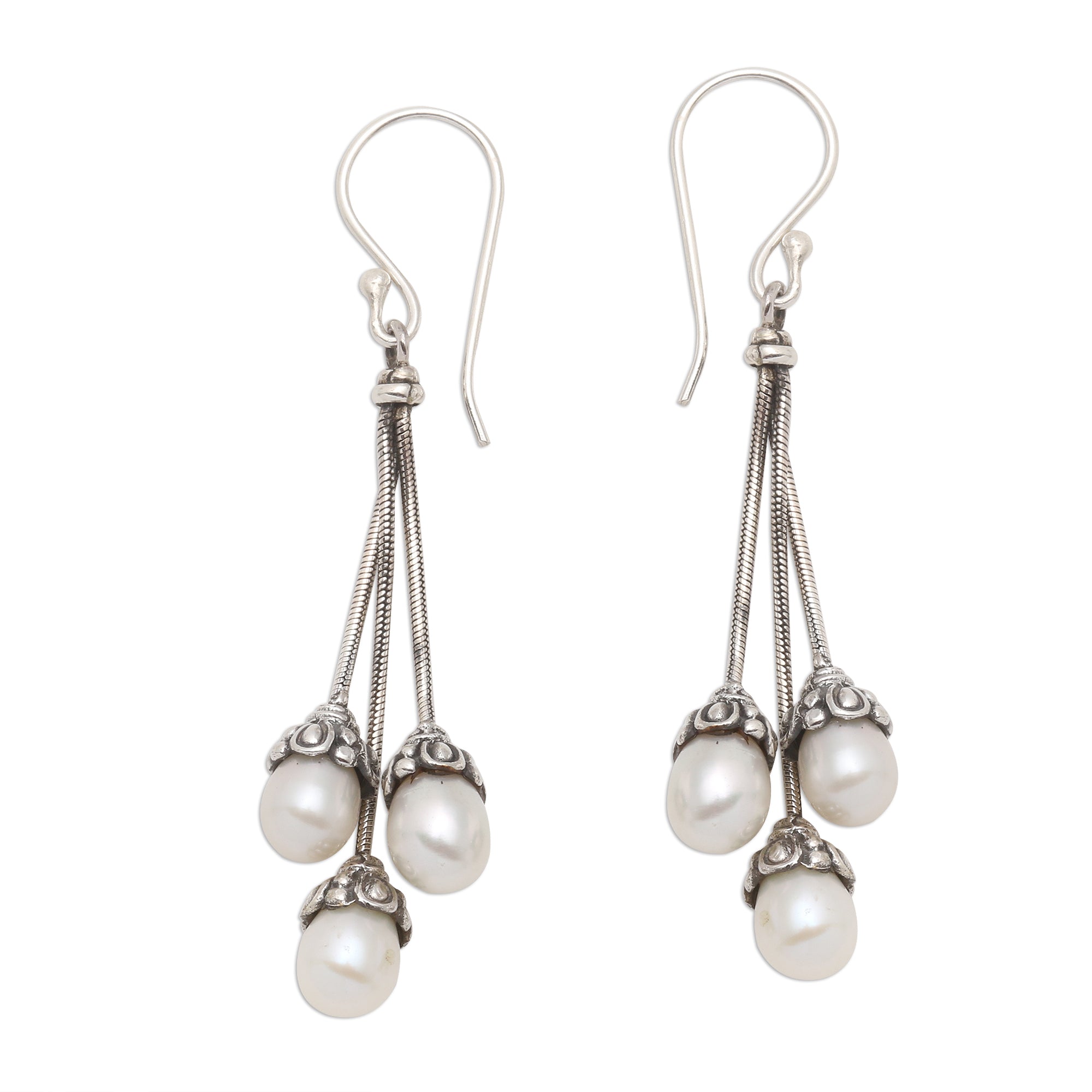 Ultimate Elegance: Manifest Destiny Sterling Silver & Freshwater Pearl Dangle Earrings