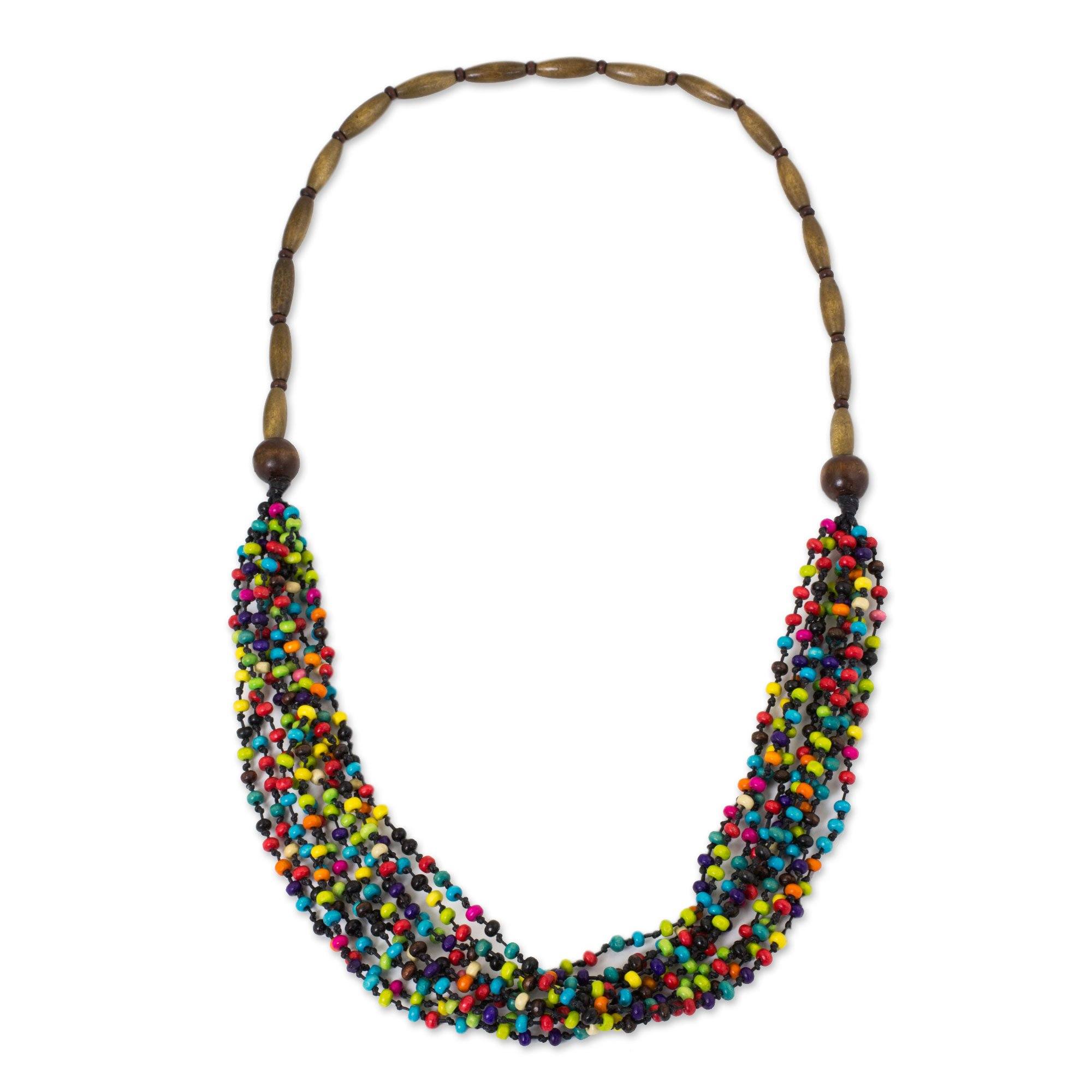 Premium Rainbow Littleleaf Boxwood Beaded Necklace - Handcrafted Elegance