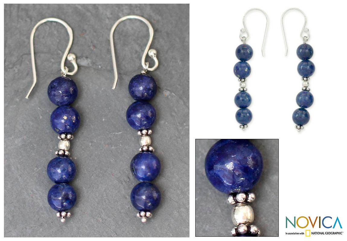 Premium Lapis Lazuli Love Earrings - Handcrafted Sterling Silver