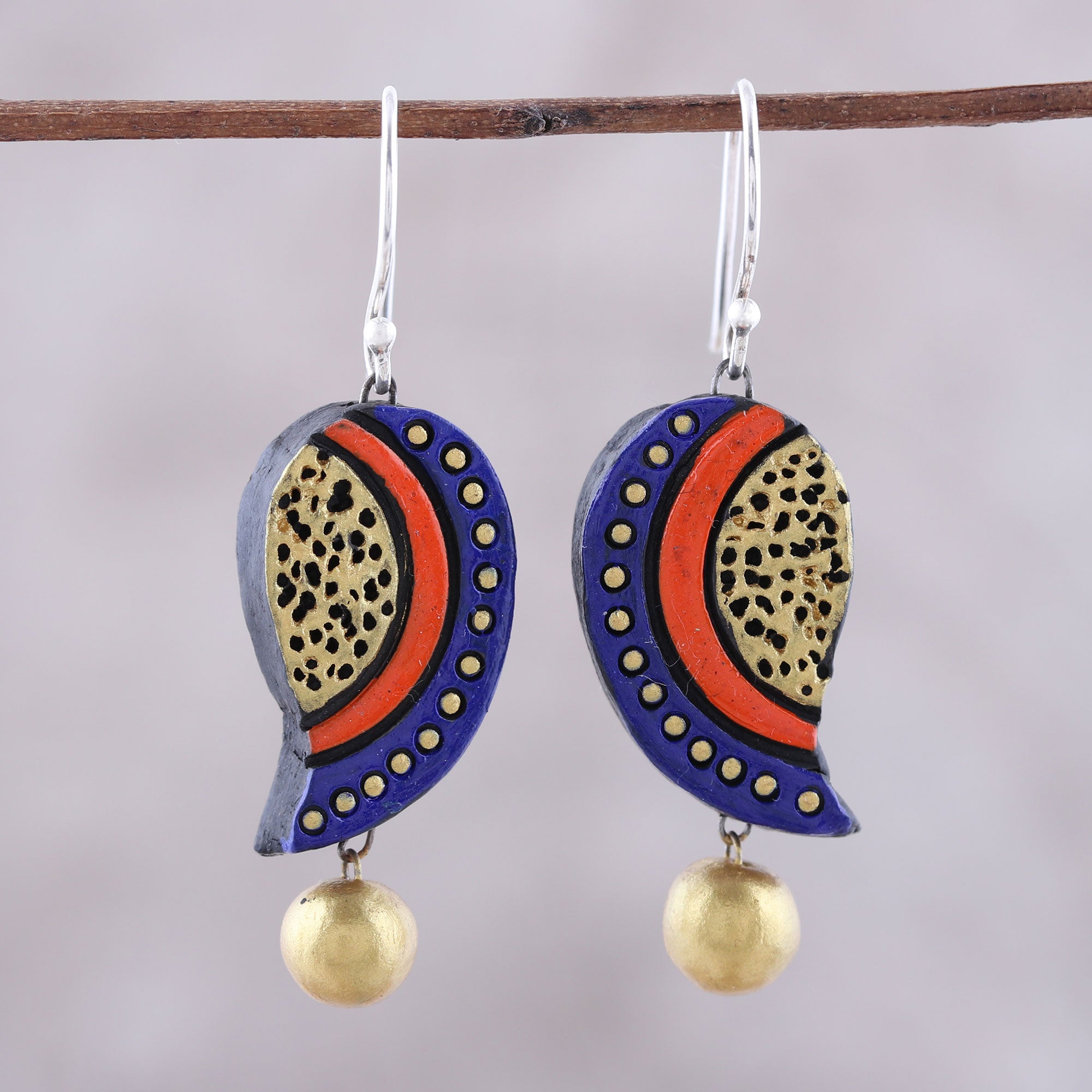 Premium Hand-Painted Mango Bliss Ceramic Dangle Earrings | Artisanal Crafted in India