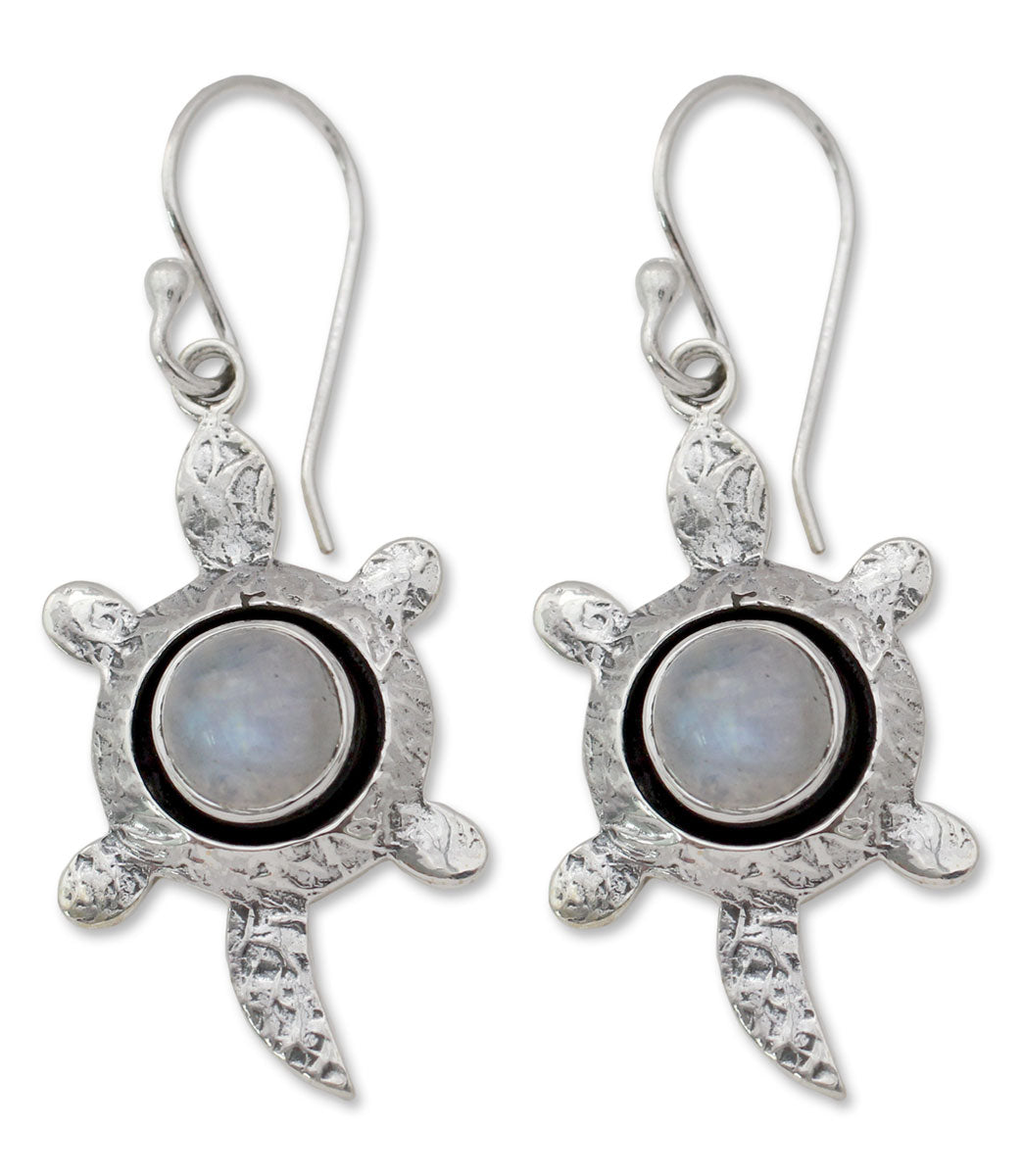 Premium Turtle Wisdom Sterling Silver Moonstone Earrings