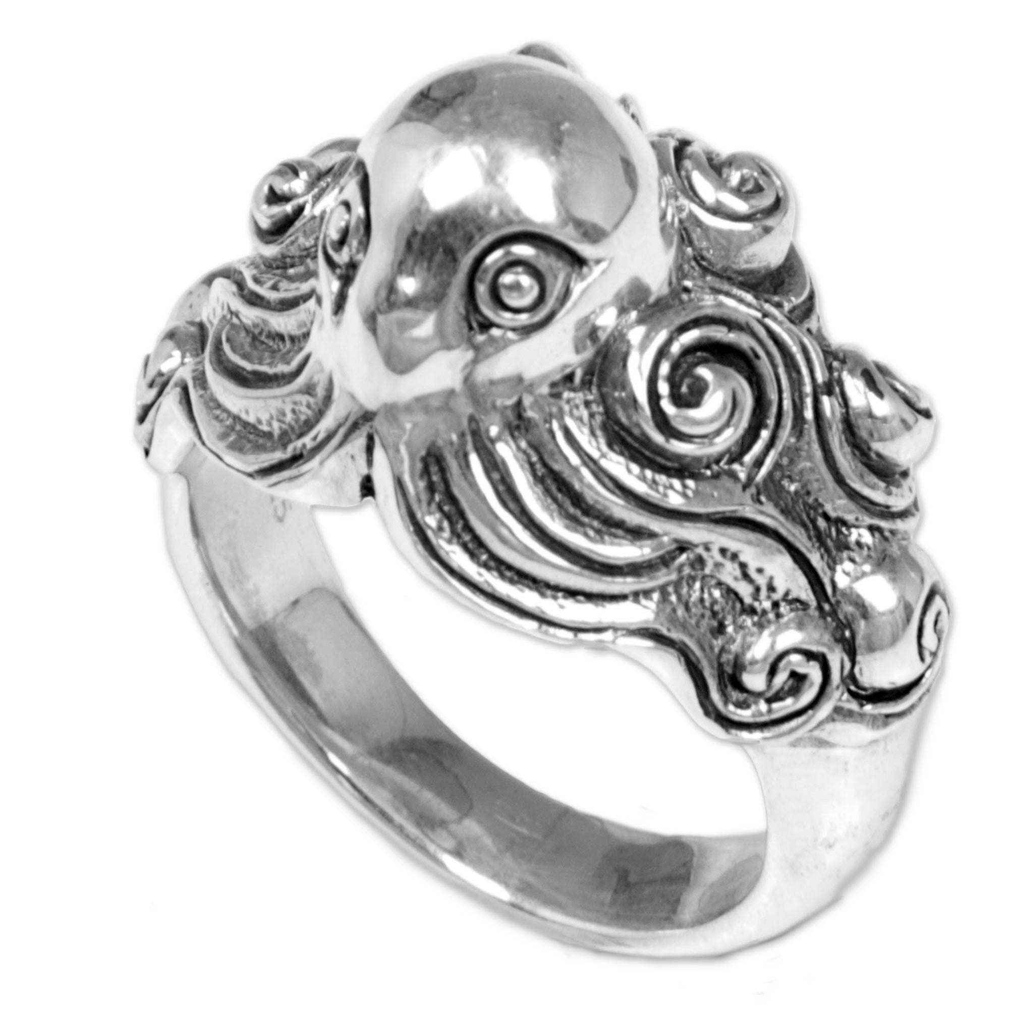 Premium Deep Ocean Octopus Sterling Silver Ring