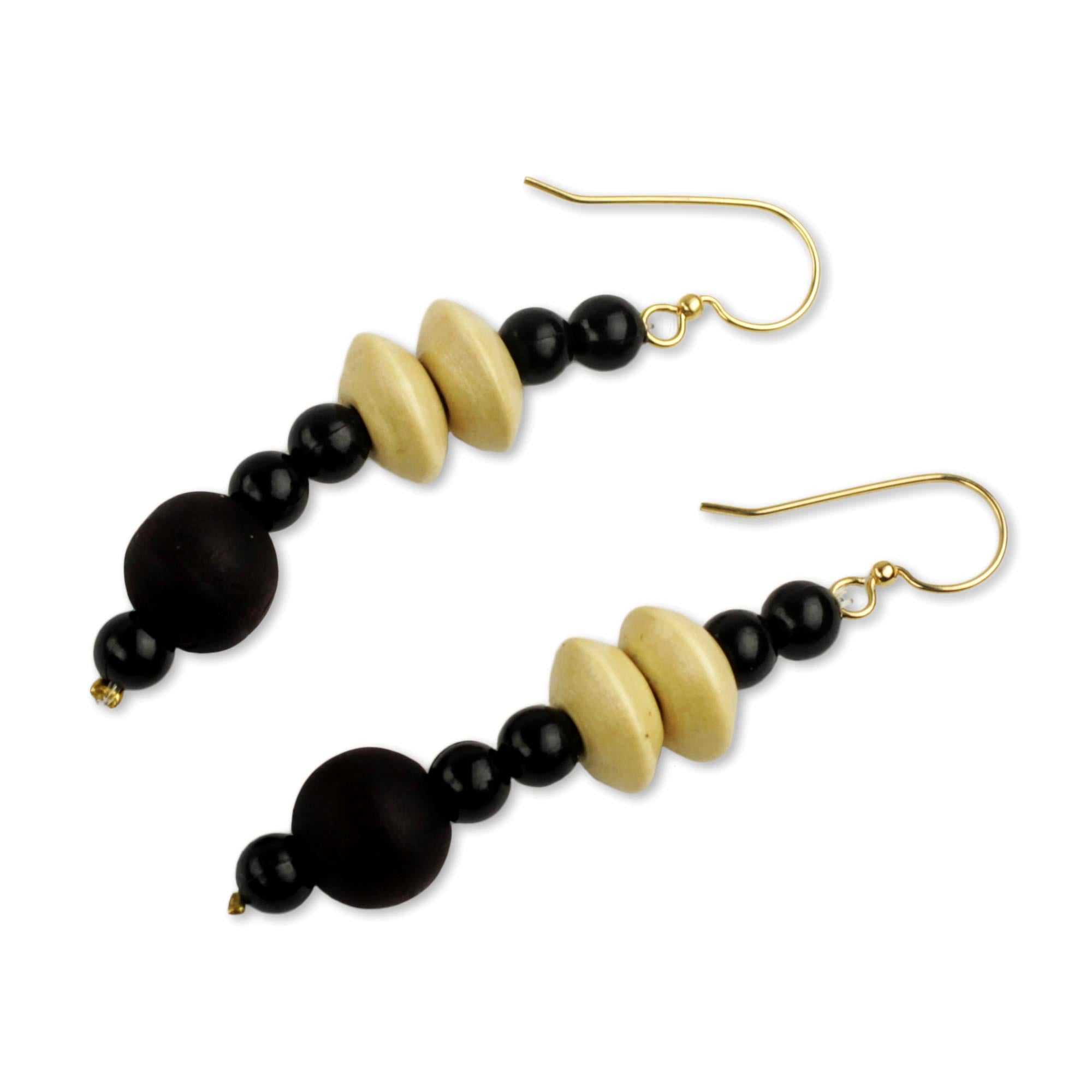 Premium Muse Artisan Handcrafted Wood & Recycled Bead Earrings