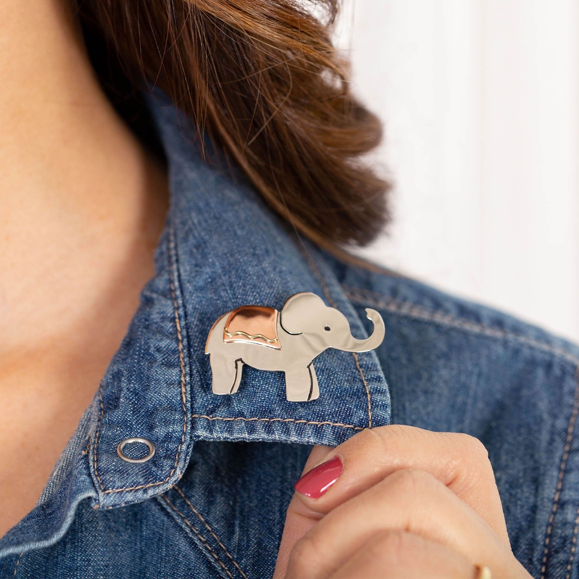 Premium Proud Elephant Mixed Metal Pin - Handcrafted Fair Trade Accessory