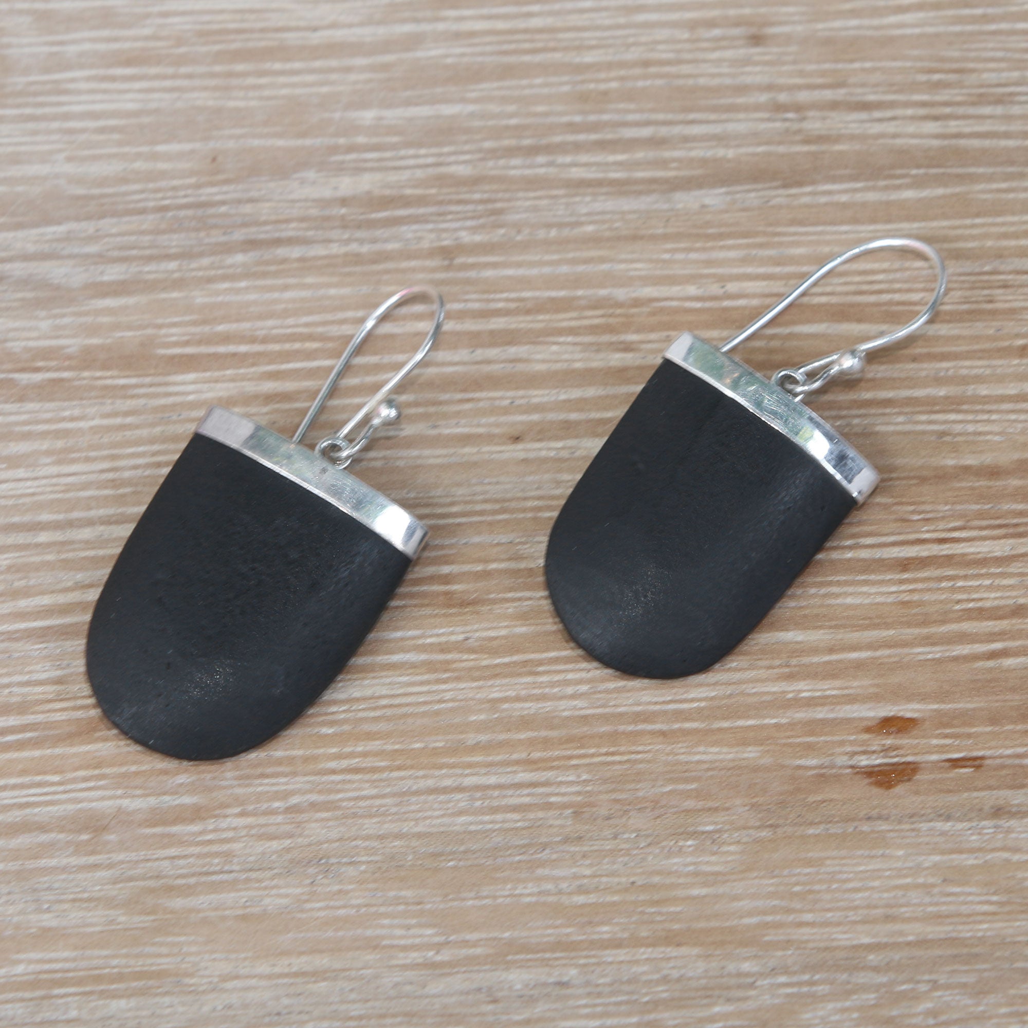 Premium Dark Empress Sterling Silver & Black Lava Stone Dangle Earrings