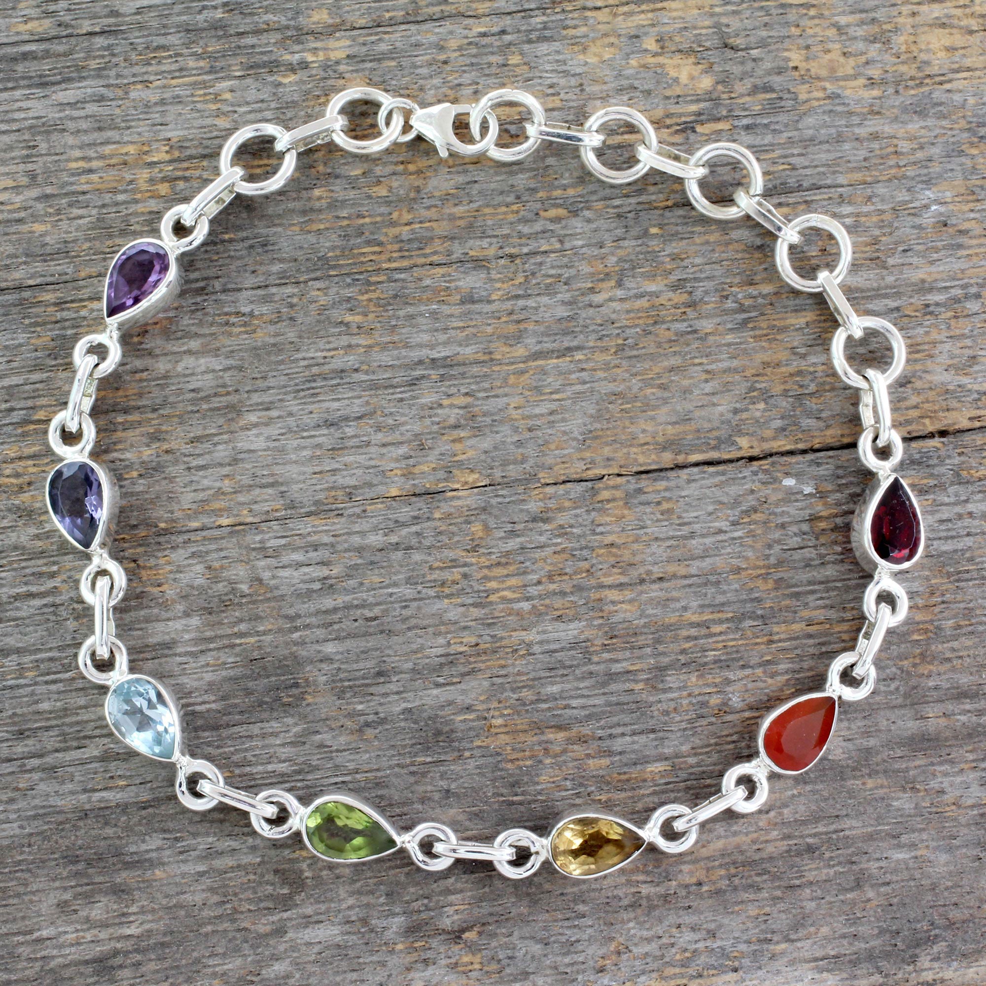 Premium Inner Glow Multi Gemstone Chakra Bracelet - Sterling Silver Jewelry