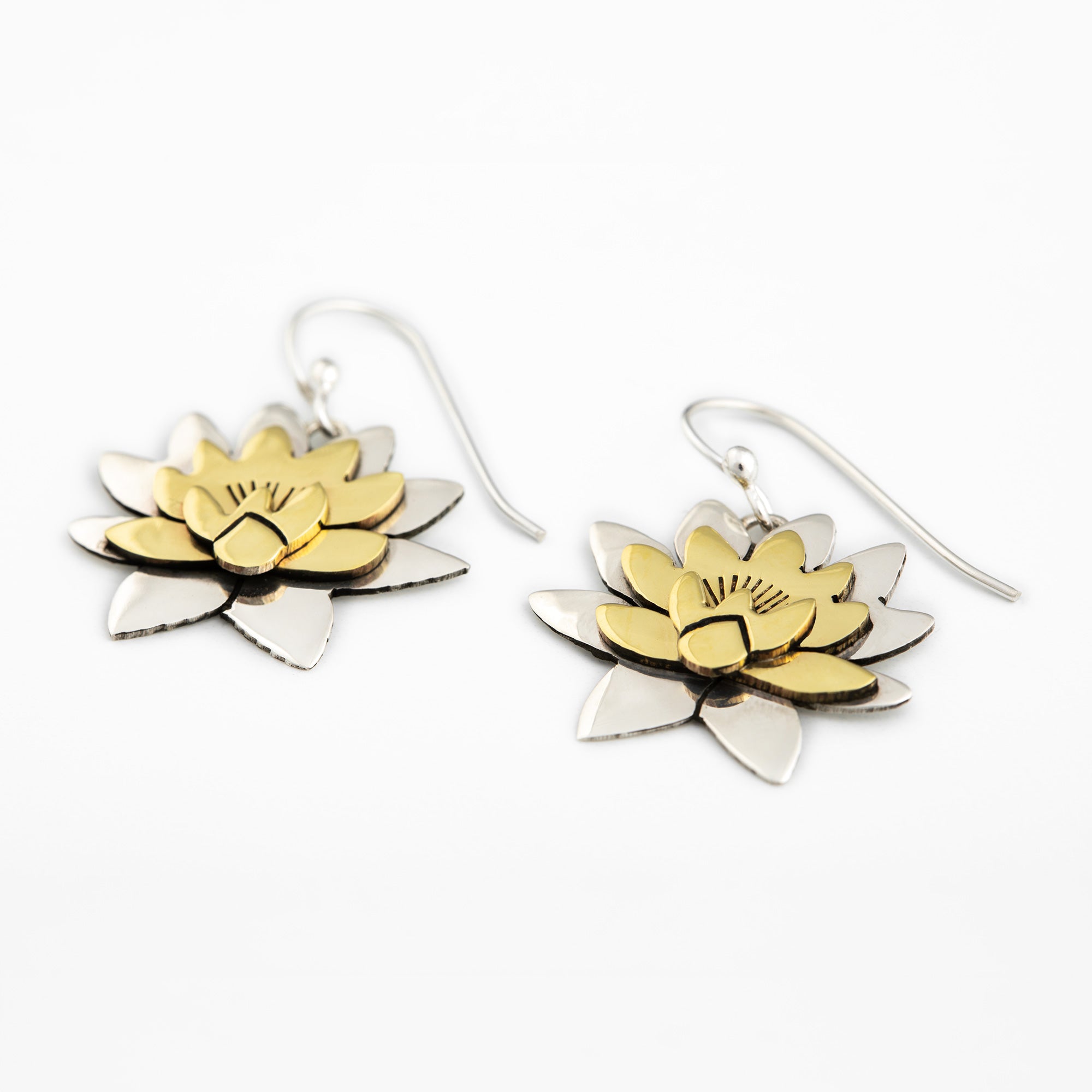 Premium Mixed Metal Flower Dangle Earrings