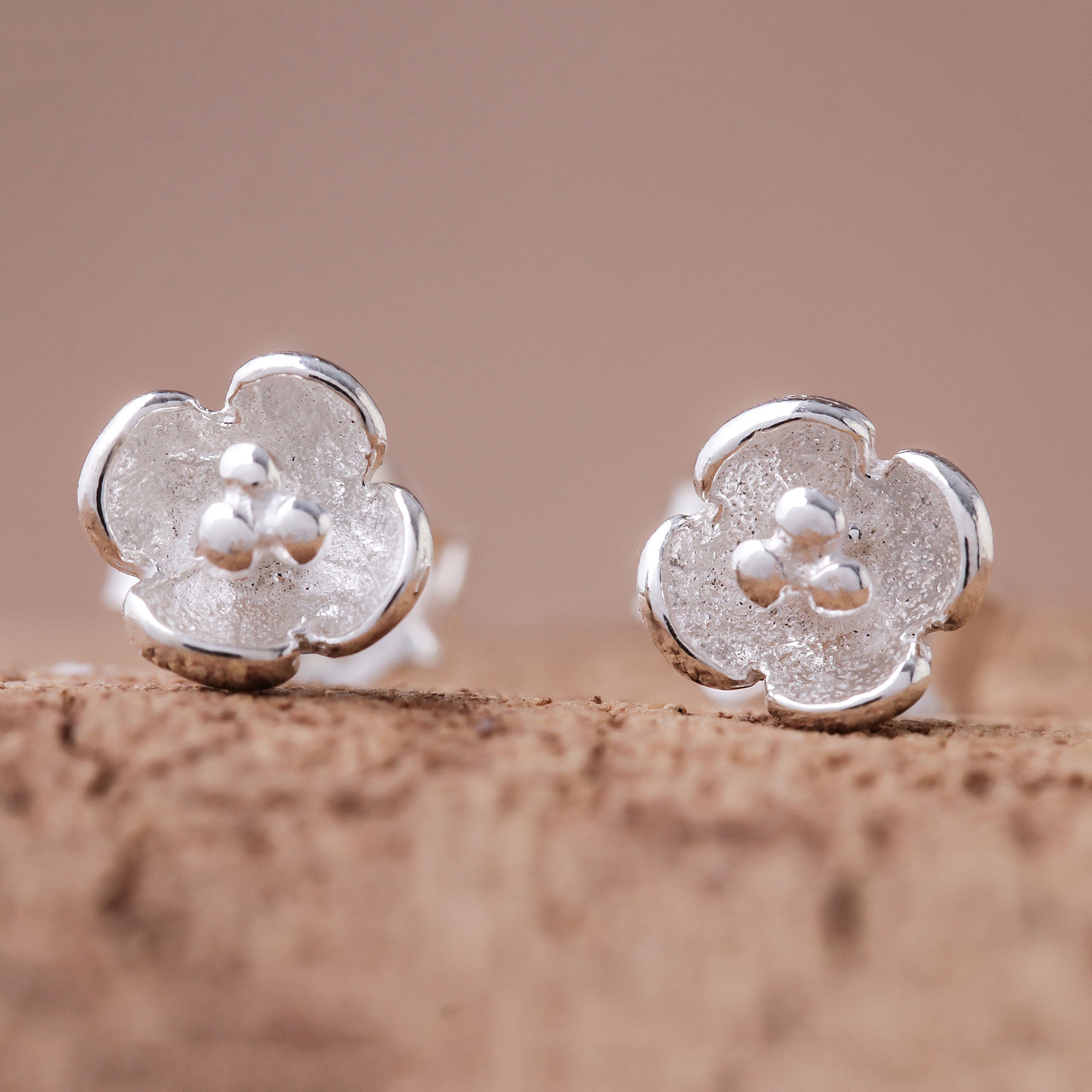 Premium Pollinators Floral Sterling Silver Stud Earrings - Handcrafted in Thailand