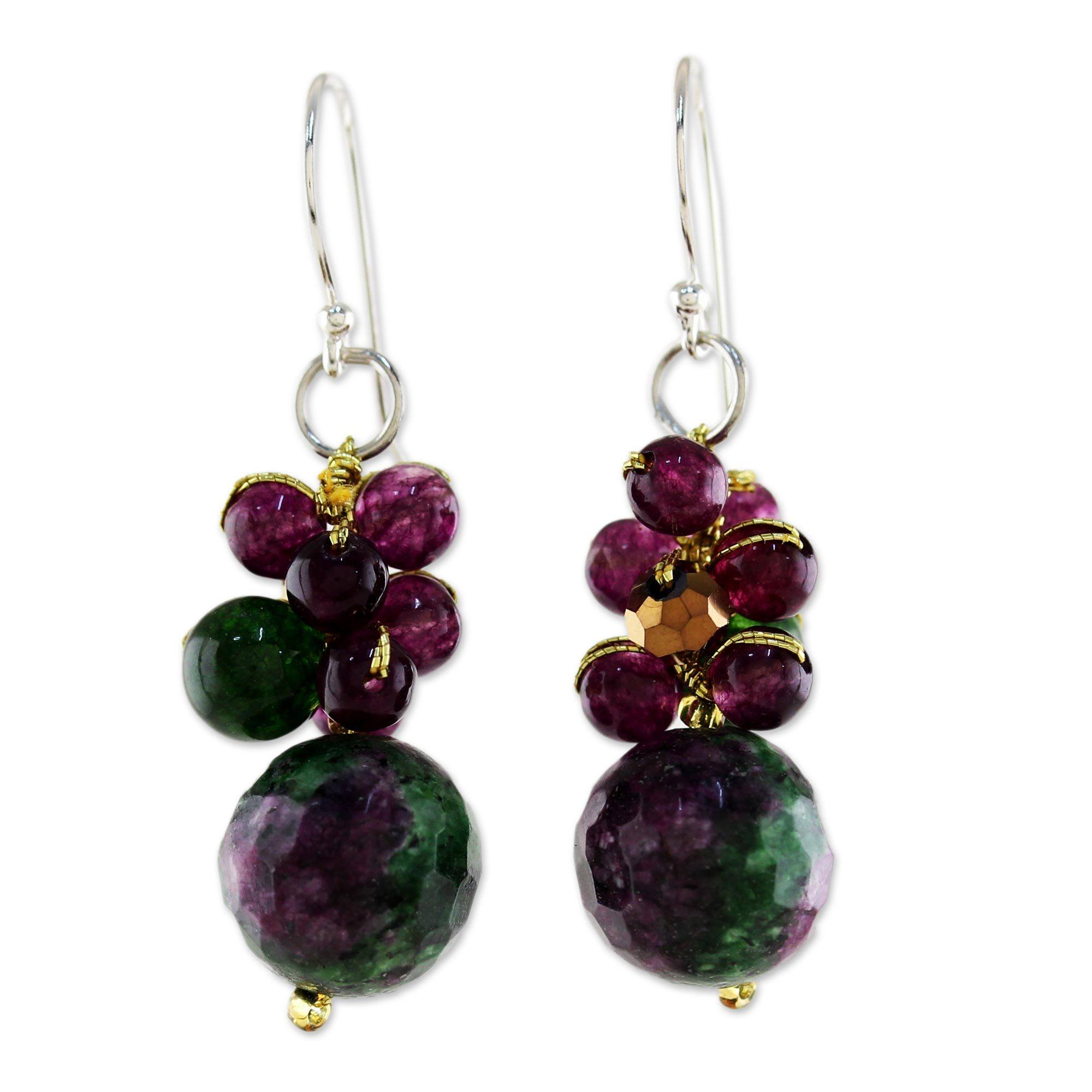 Premium Sweet Berries Multi-Gem Cluster Earrings - Handcrafted Elegance