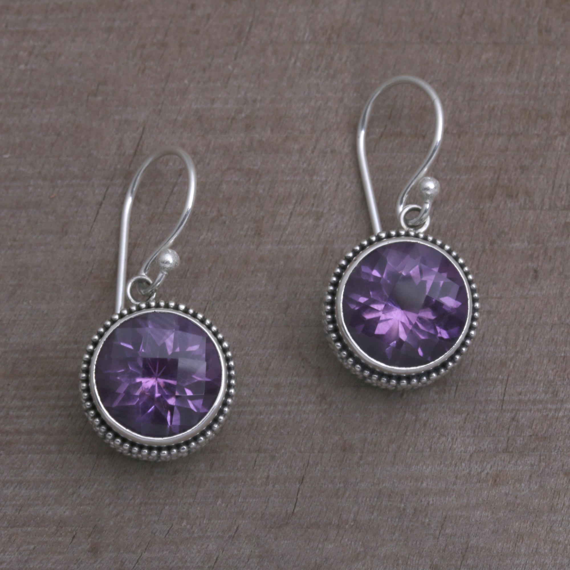 Premium Sparkling Haven Amethyst Dangle Earrings - Handcrafted Sterling Silver Jewelry