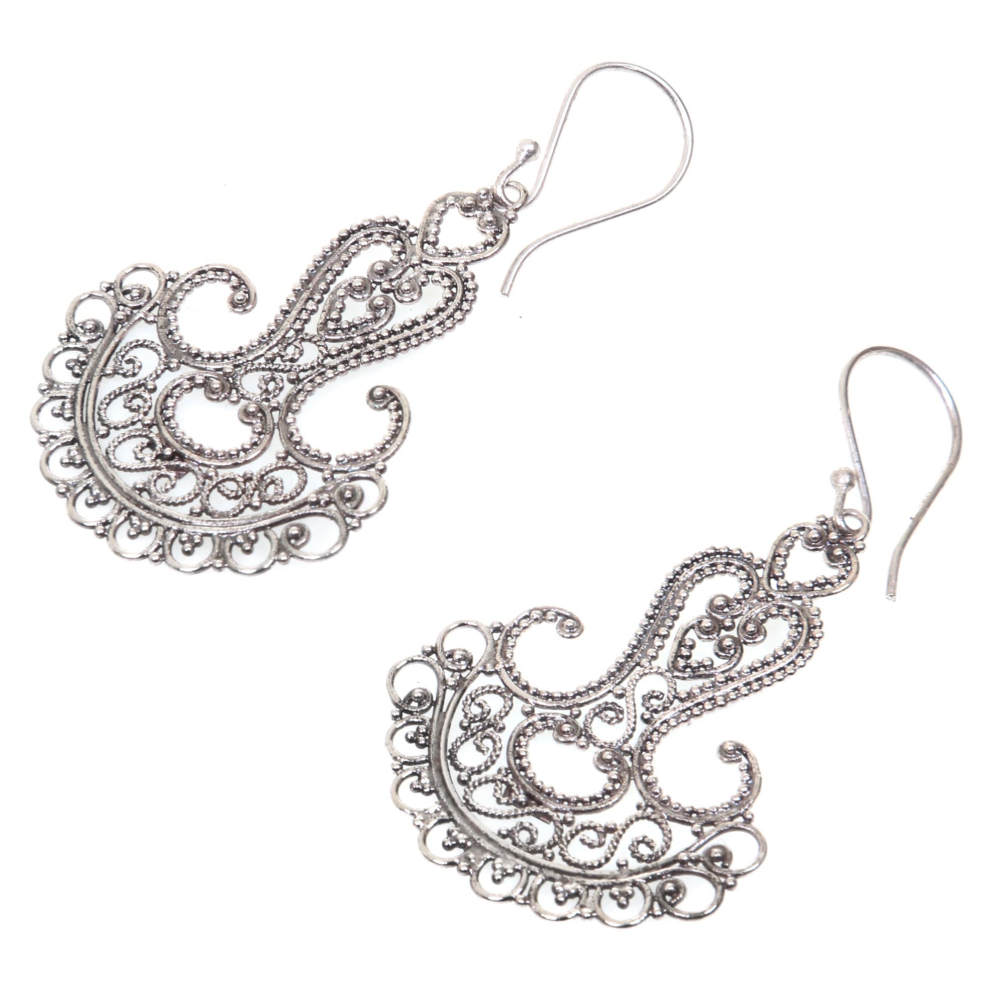 Premium Benoa Anchor Sterling Silver Filigree Earrings - Handcrafted in Bali