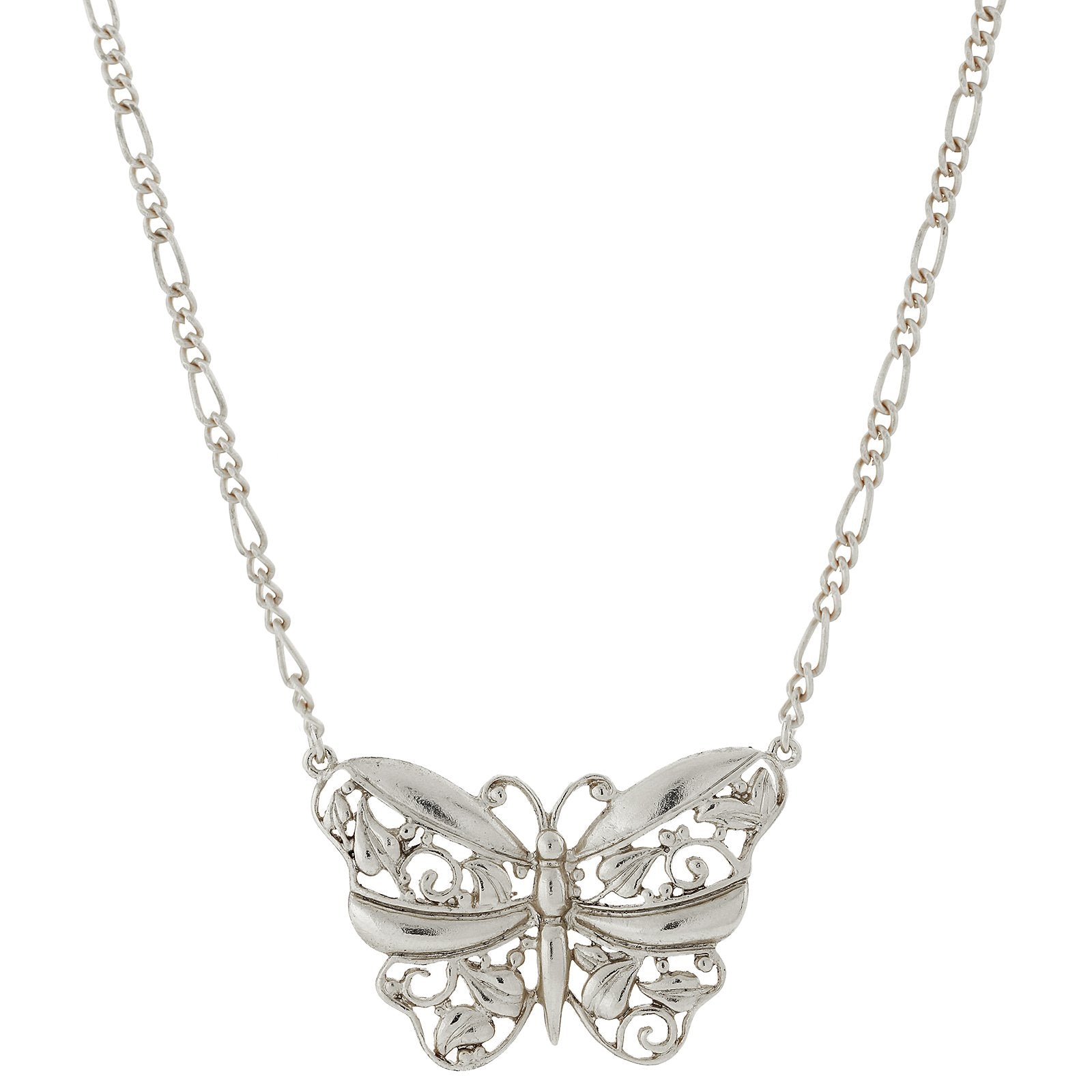 Premium 1928 Jewelry® Silver-Tone Butterfly Pendant Necklace - Adjustable 16