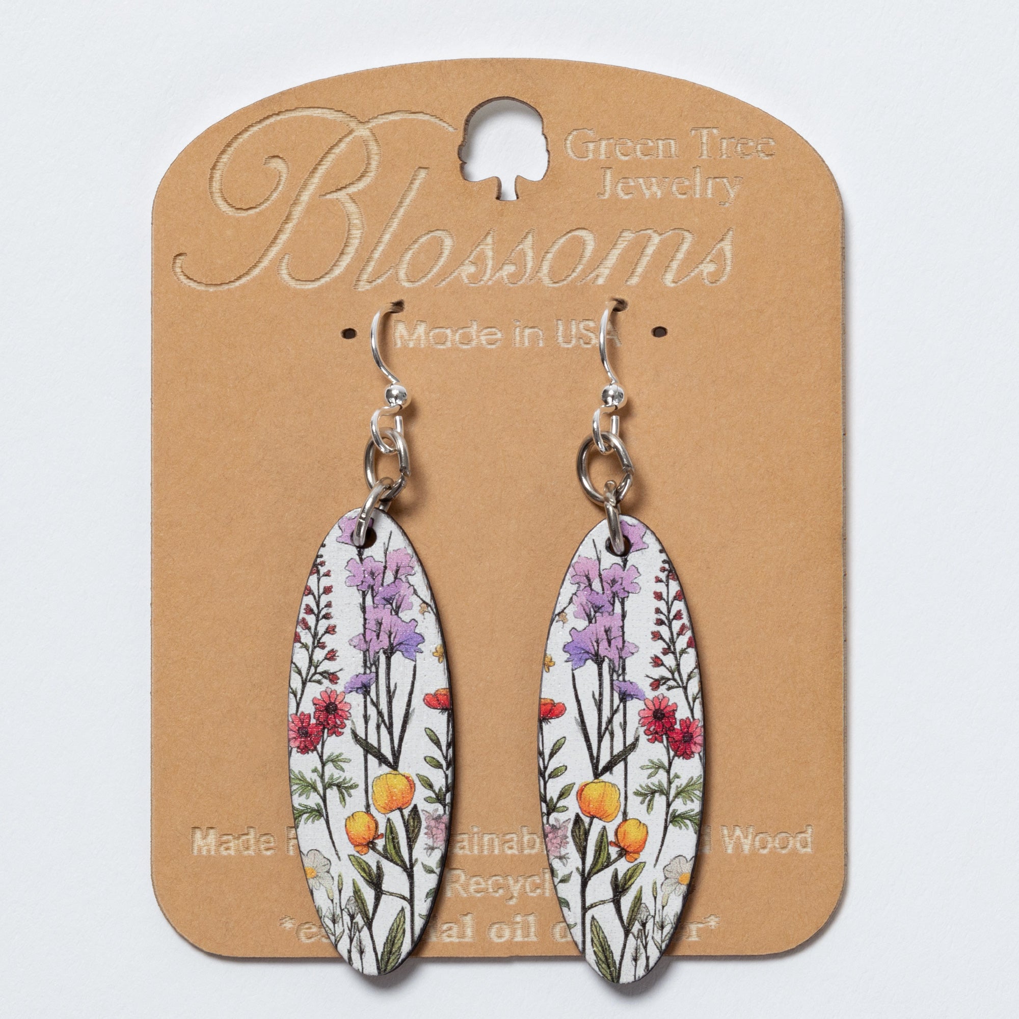 Premium California Wildflower Blossom Wood Earrings